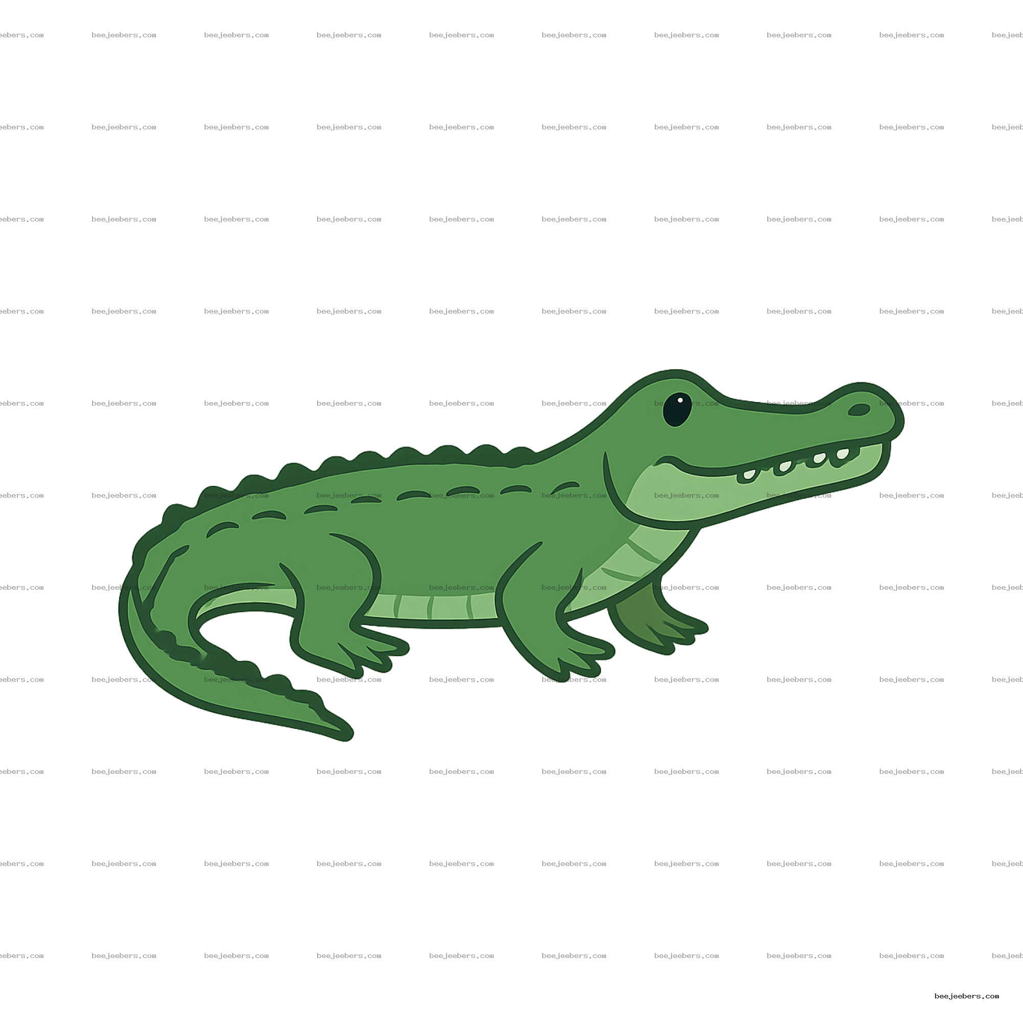 Clean vector cartoon alligator clipart with transparent background for digital design and crafts