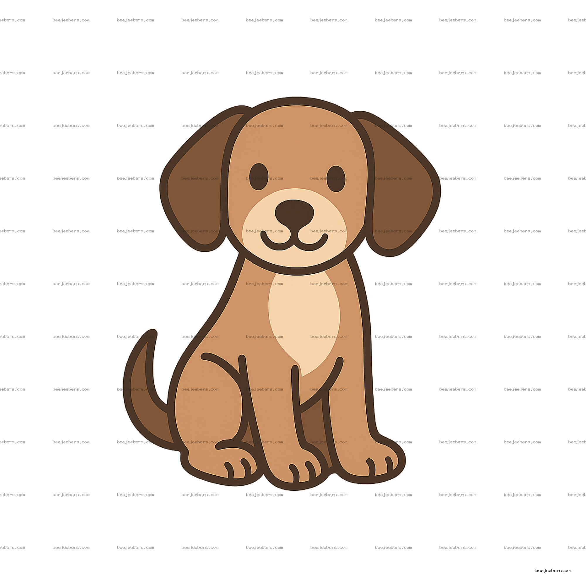 Cute cartoon brown dog sitting vector illustration with transparent background