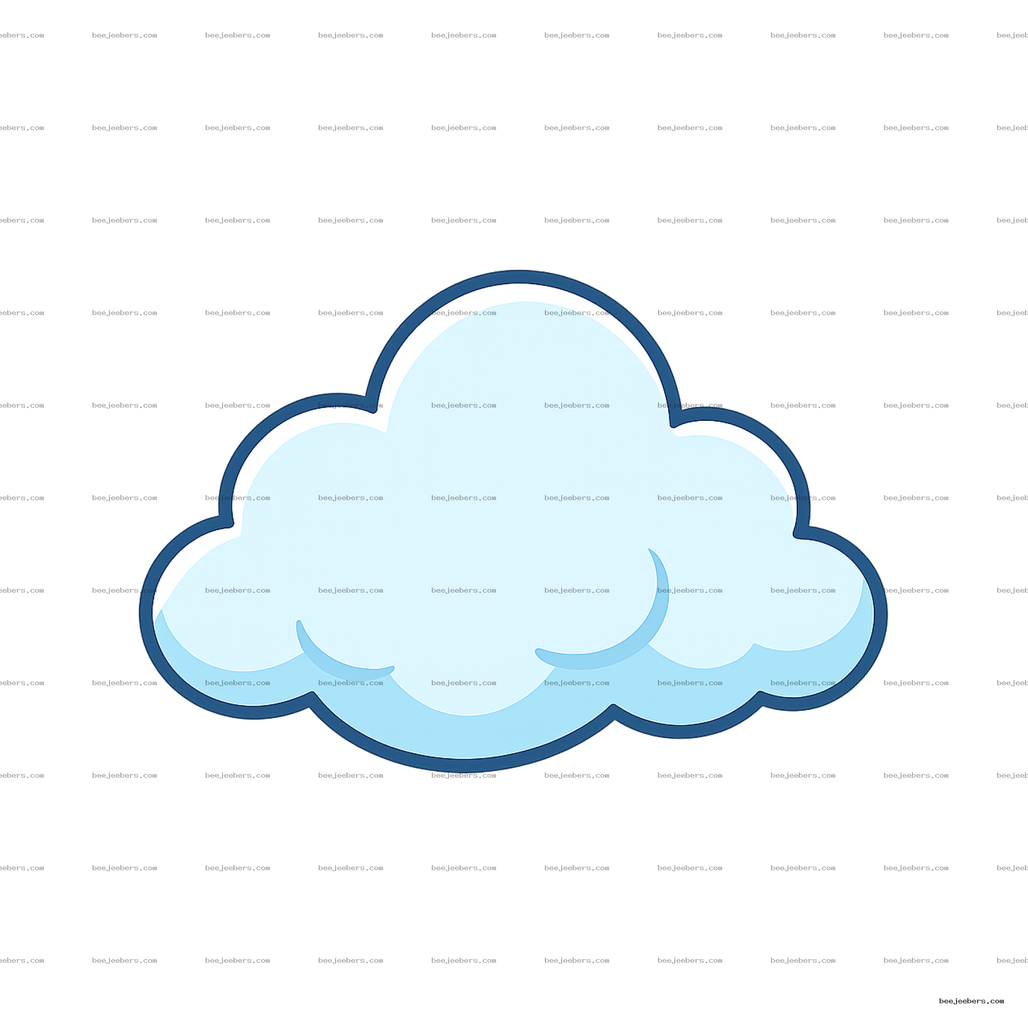 Light blue cartoon cloud with smooth edges and dark blue outline in vector style