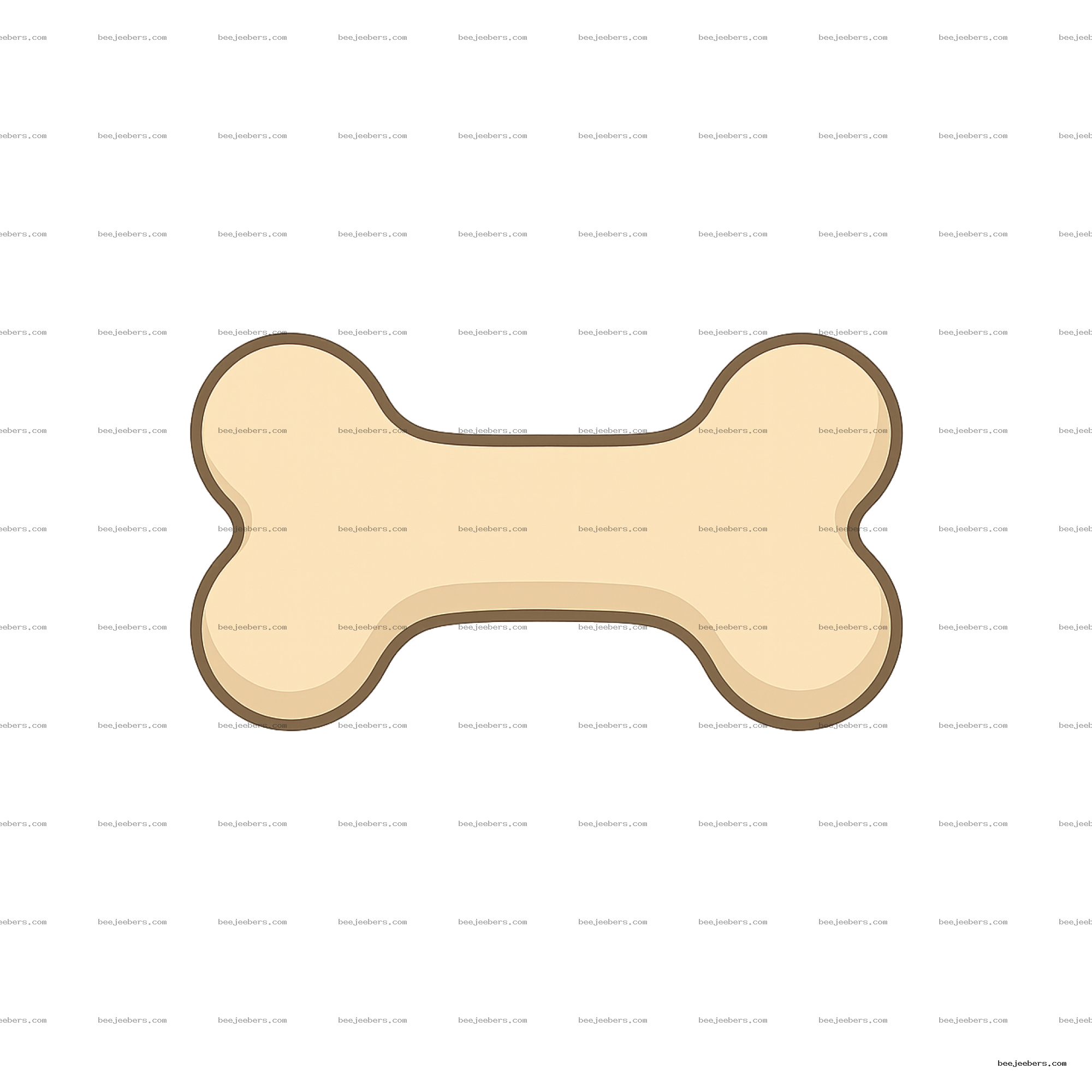 Simple light beige dog bone clipart with a transparent background in clean vector style