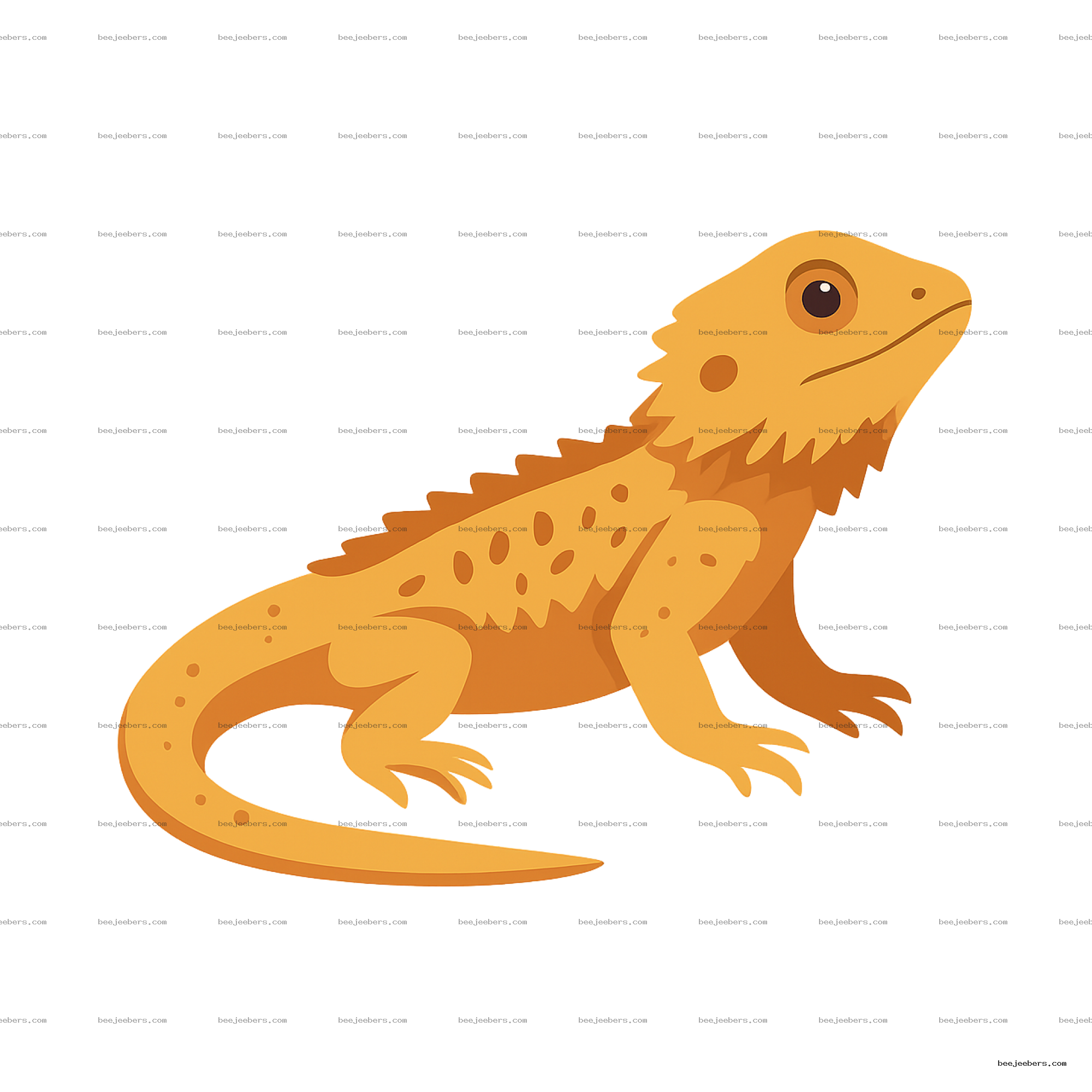 Vector clipart of a bright orange bearded dragon lizard with transparent background