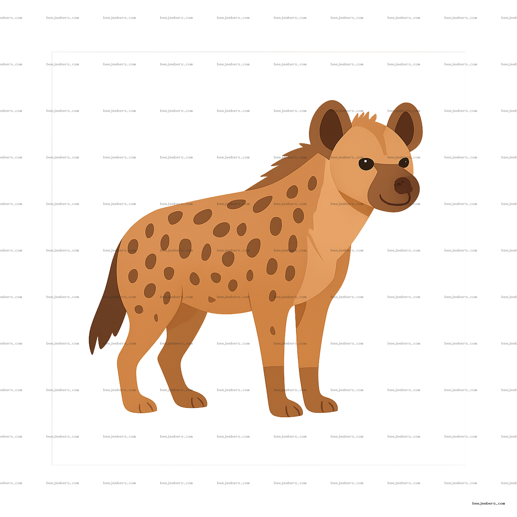 Clean vector illustration of a smiling hyena with spots on transparent background