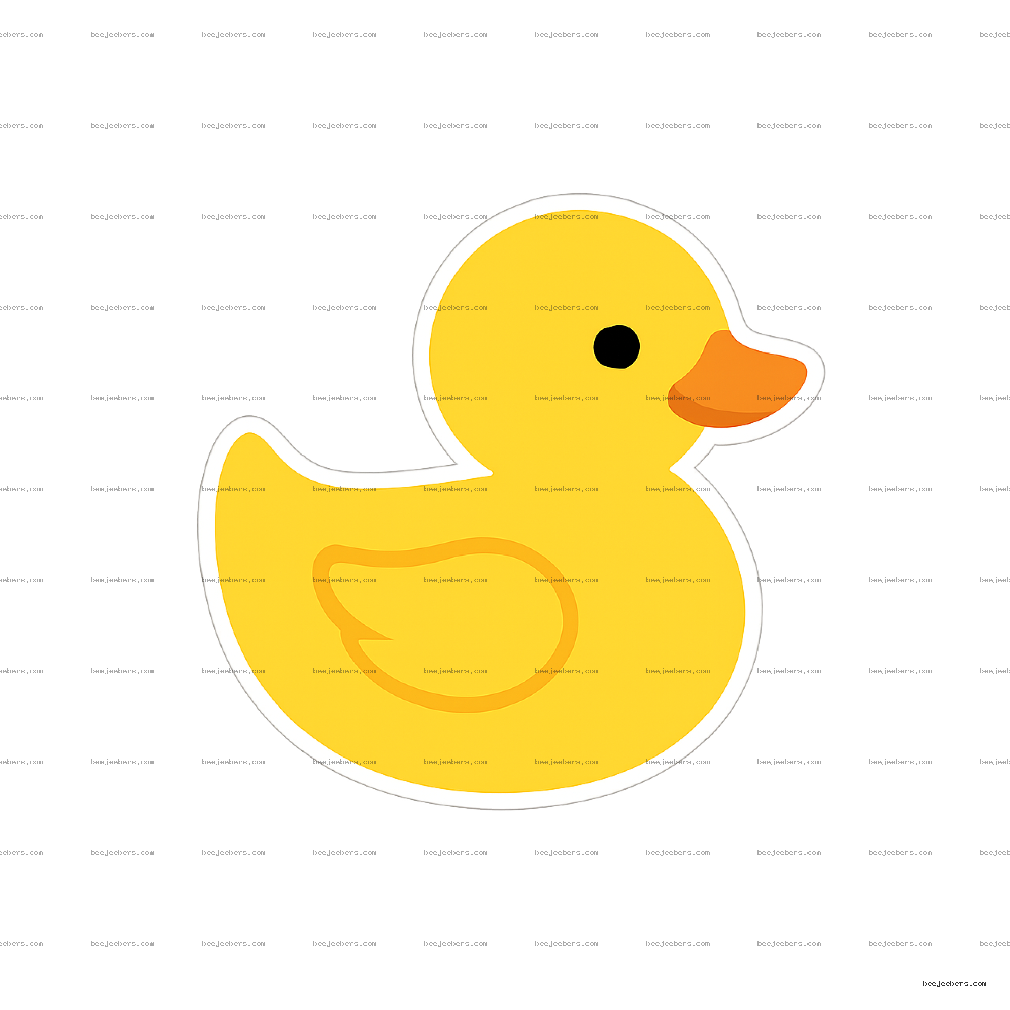 Clean vector illustration of a yellow rubber duck with orange beak and black eye on transparent background