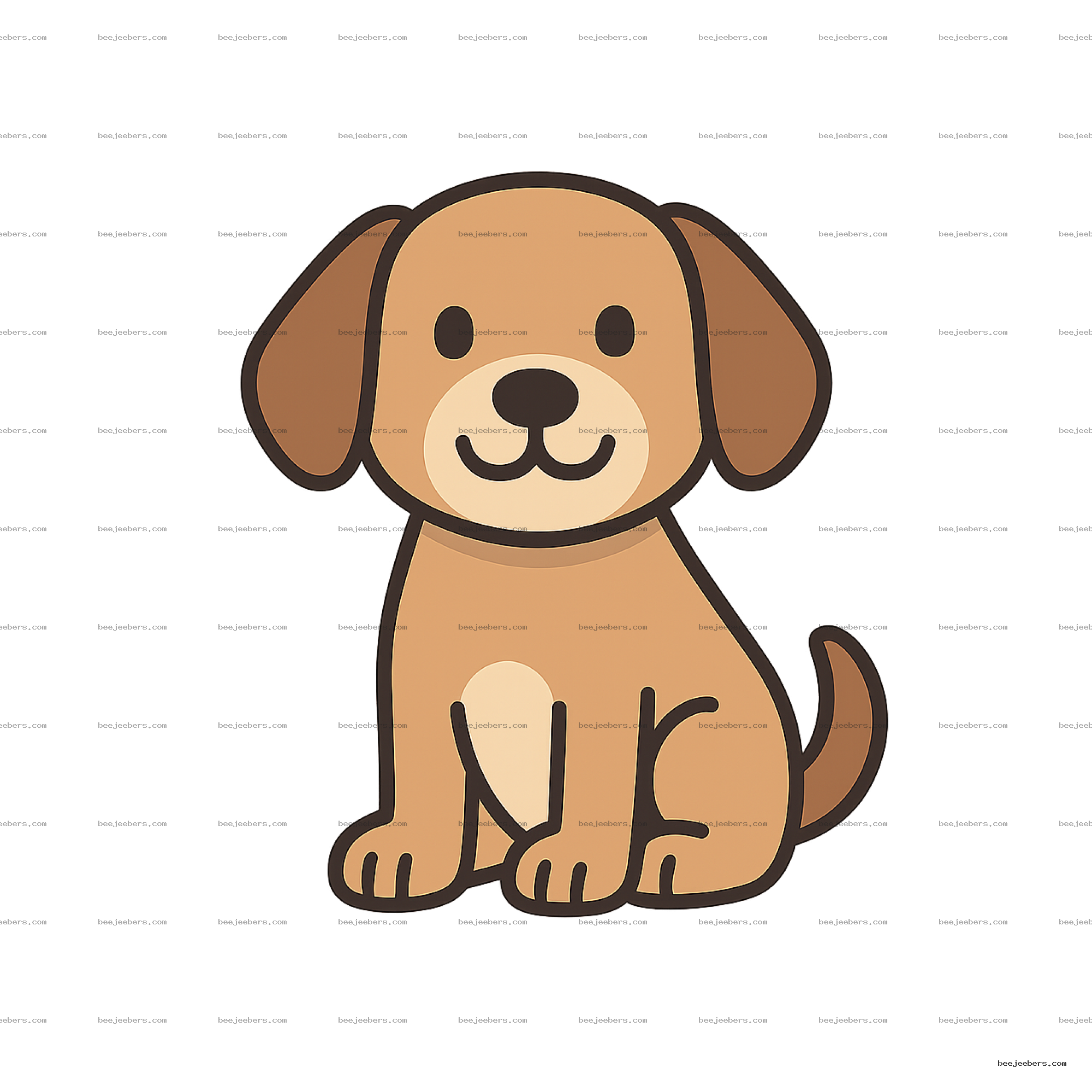 Cute cartoon dog sitting with a happy face in a clean vector style
