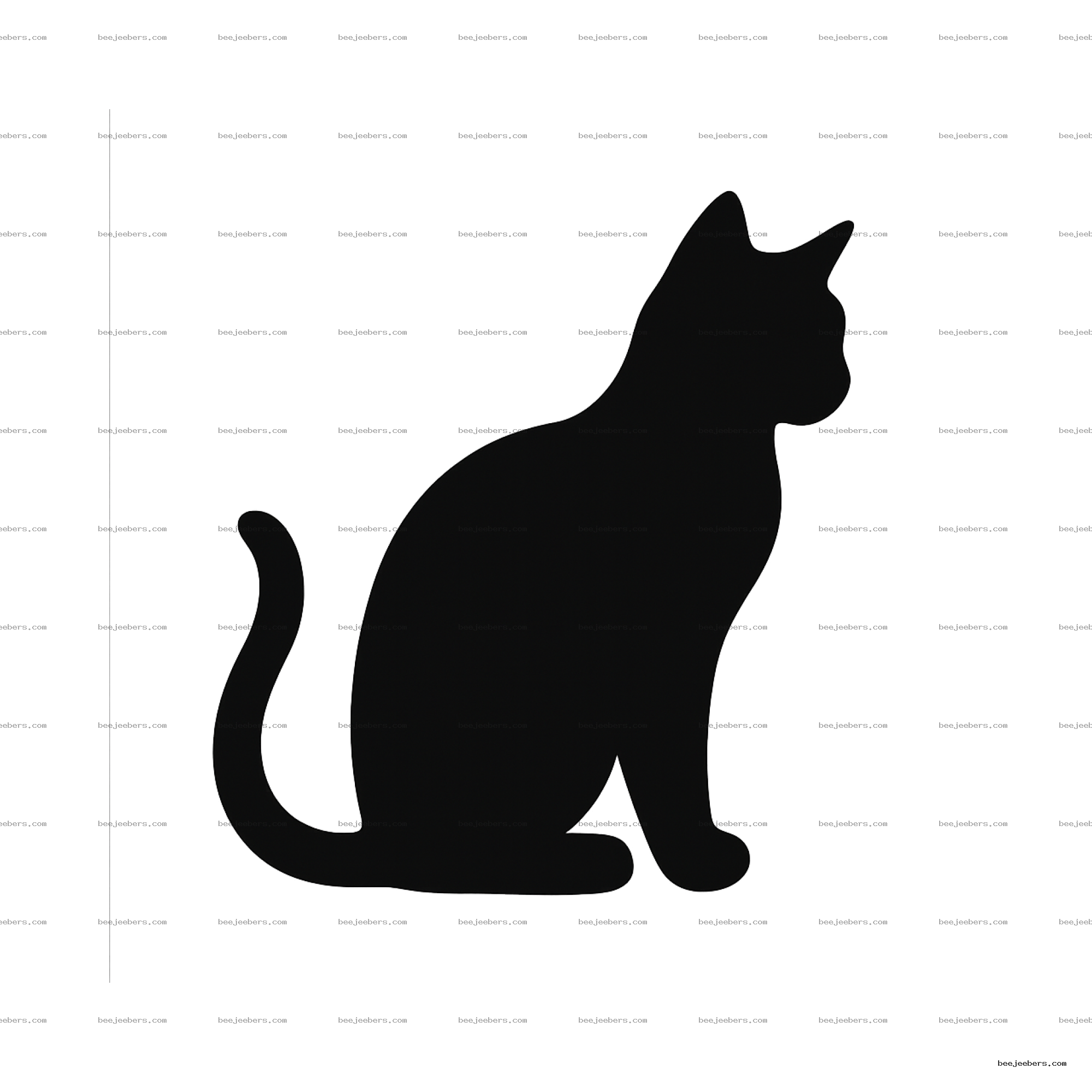 Black cat silhouette in a clean vector style on transparent background