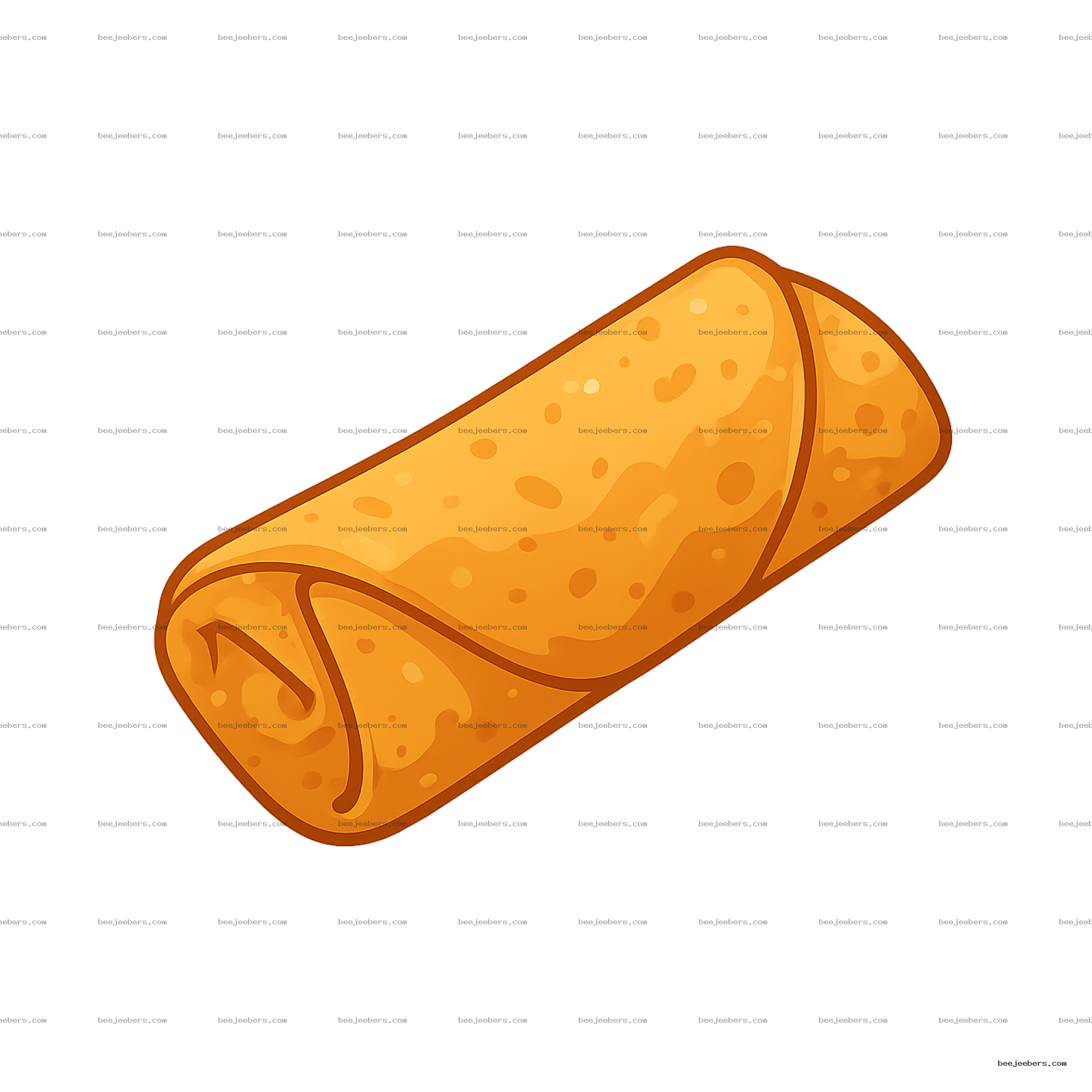 Clean vector illustration of a golden-brown egg roll with texture spots on transparent background