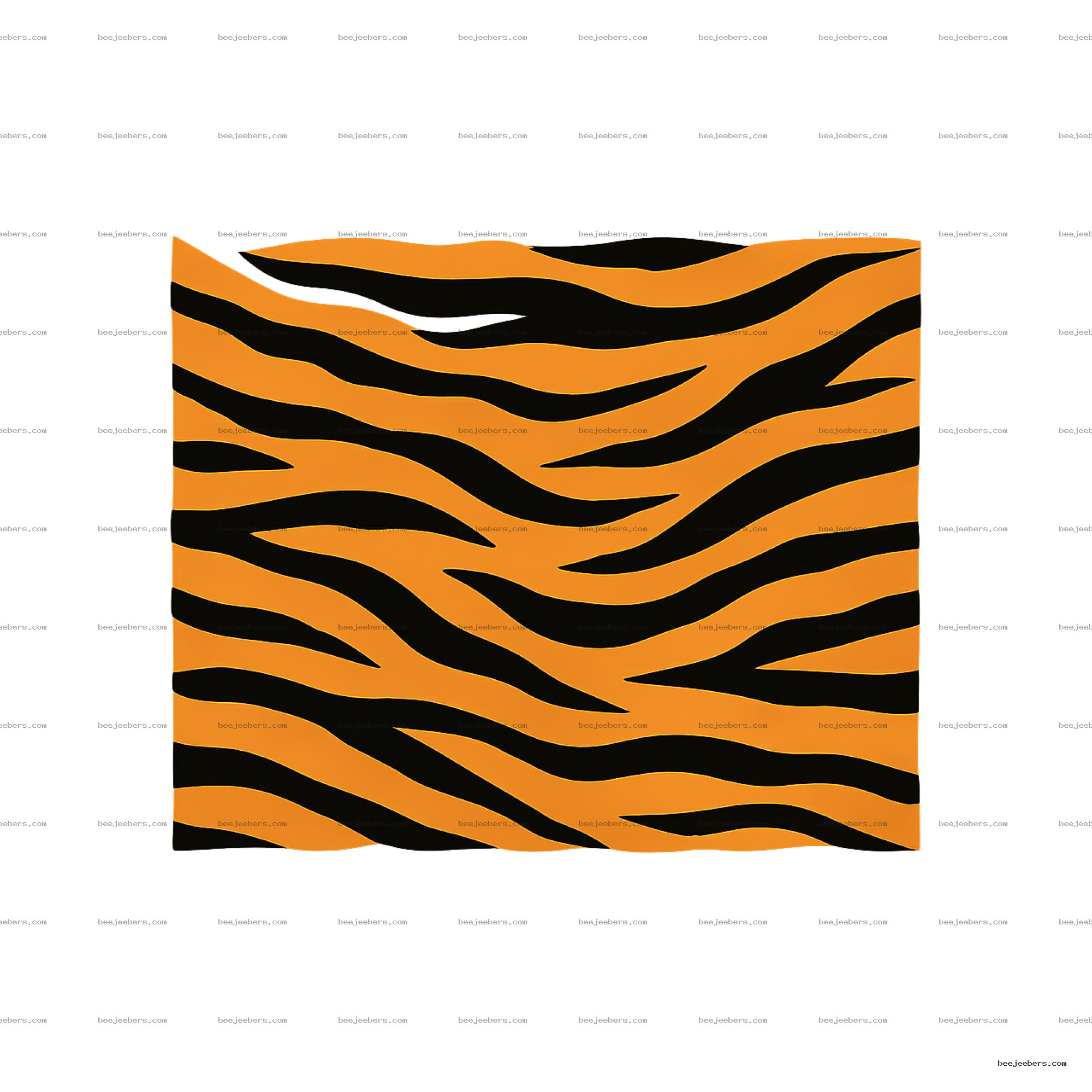 Clean vector tiger stripes pattern with black wavy lines on orange background and transparent background