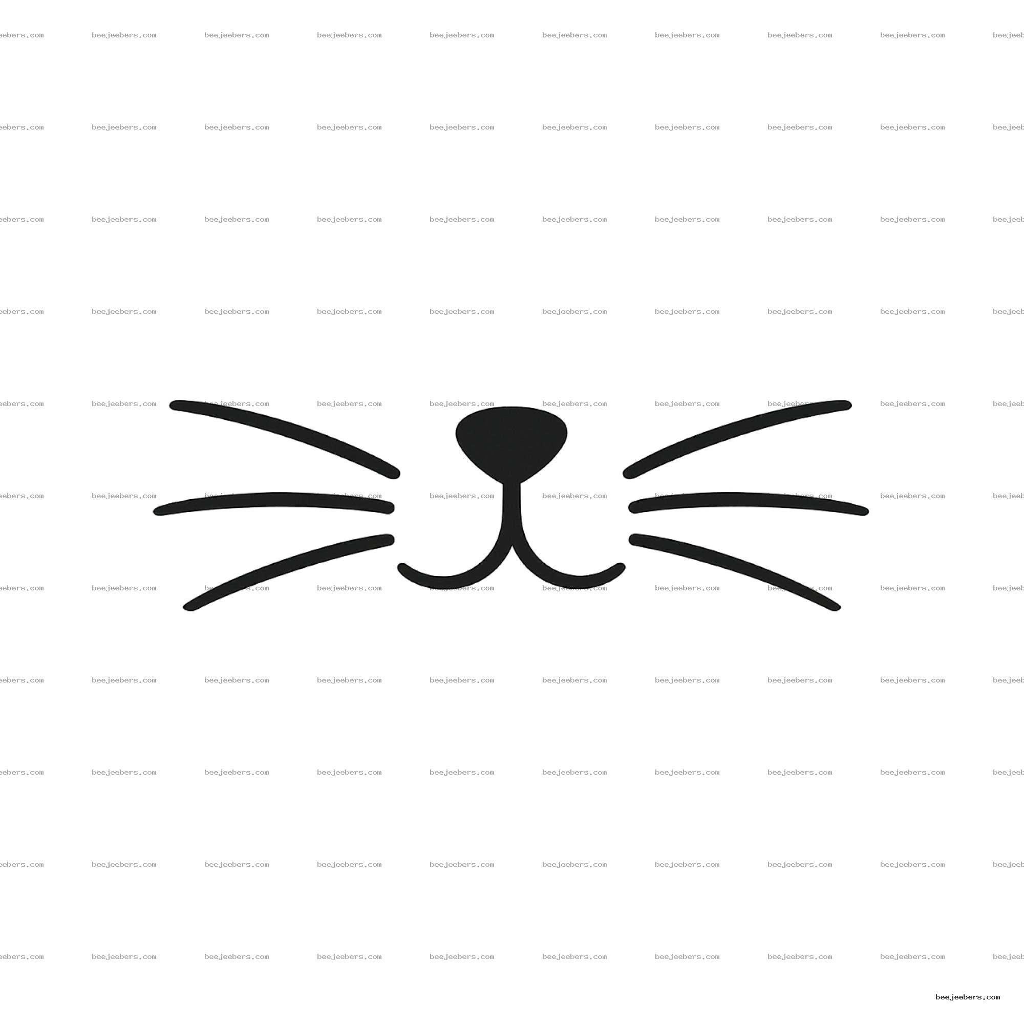 Minimalist black vector of cat nose and whiskers on transparent background