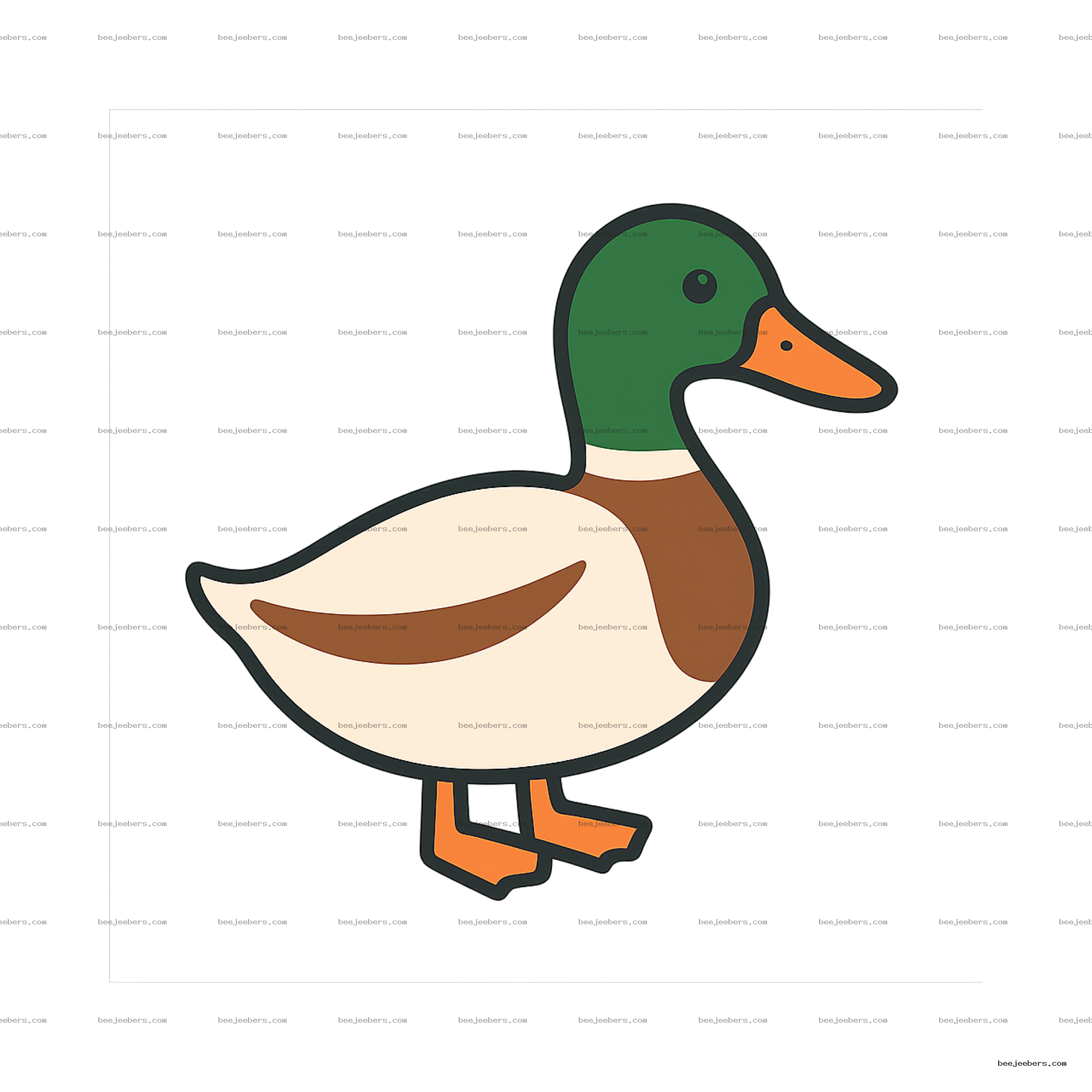 Clean vector illustration of a mallard duck with transparent background