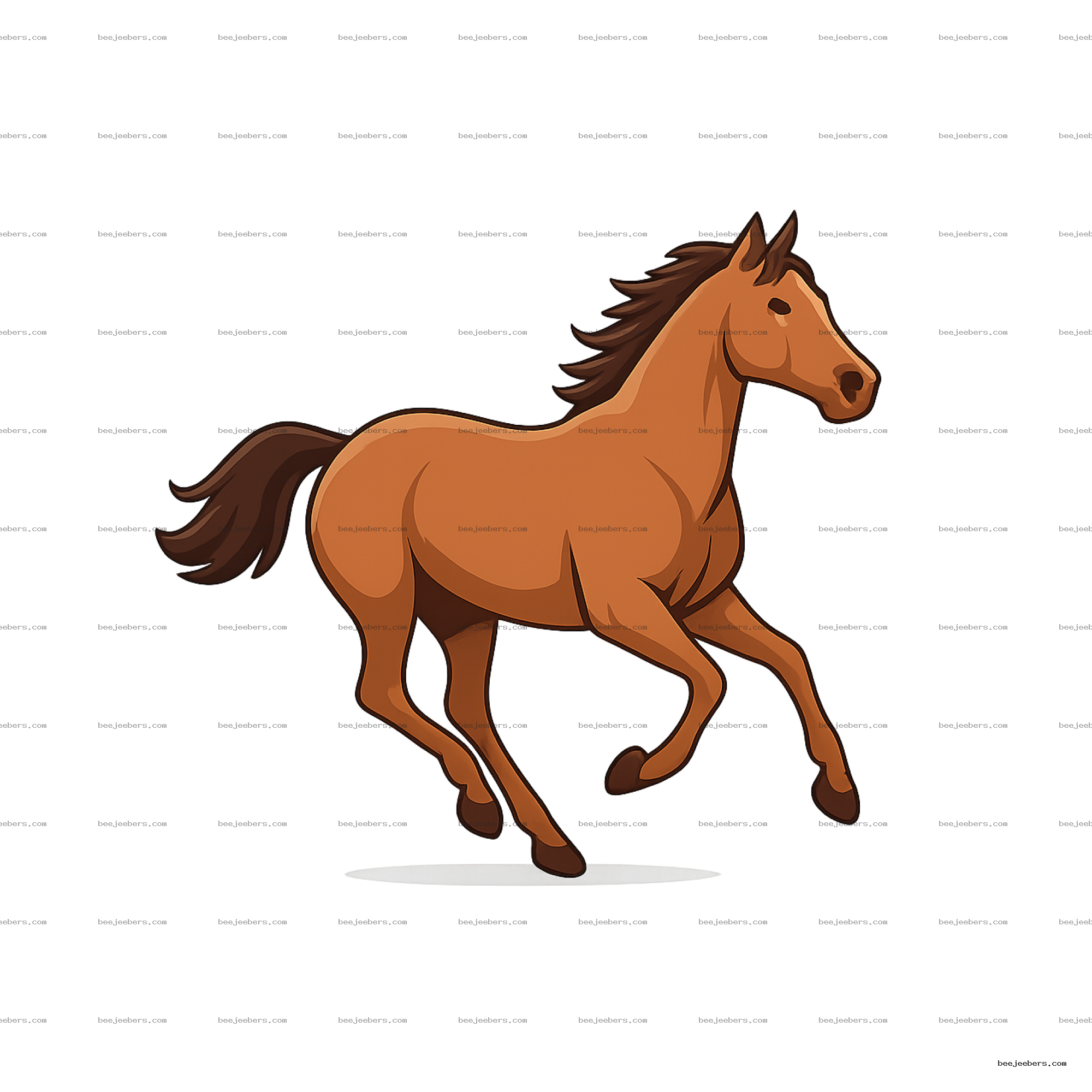 Vector illustration of a brown horse running on transparent background