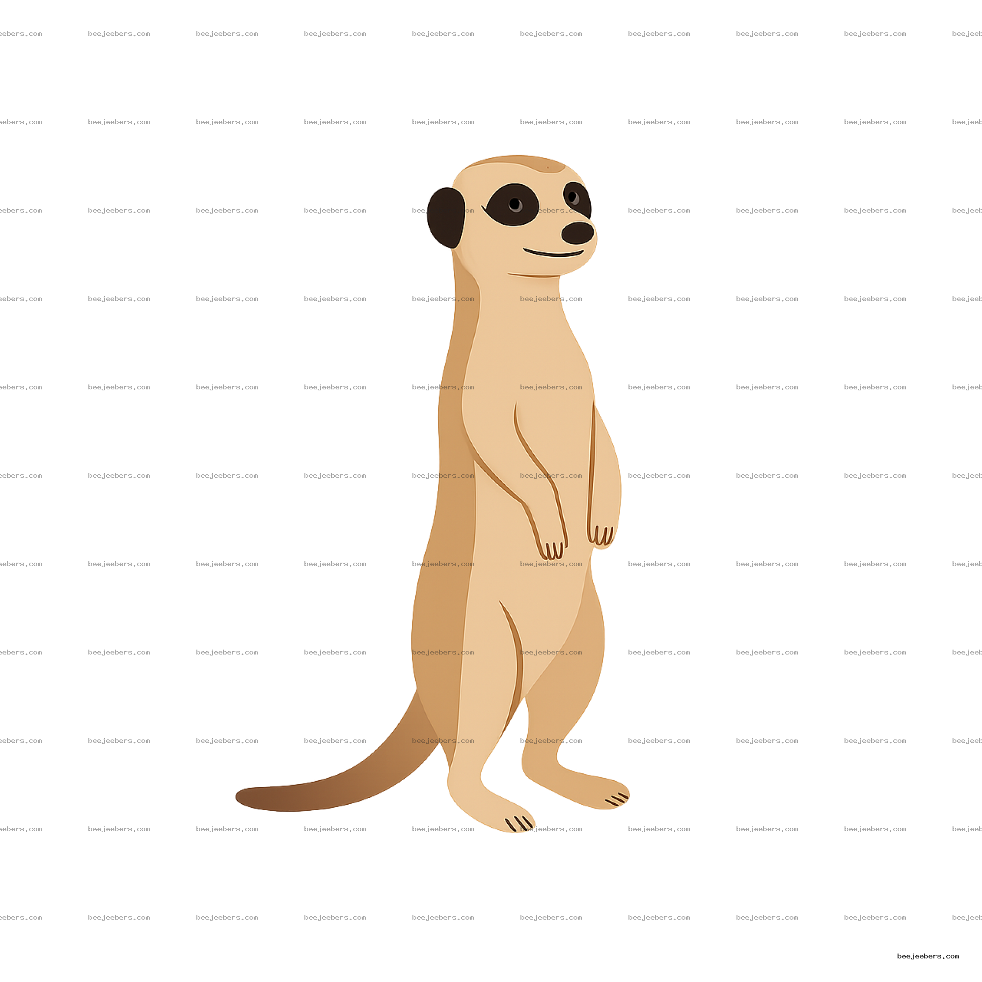 Clean vector illustration of a meerkat standing upright with tan and brown colors on transparent background