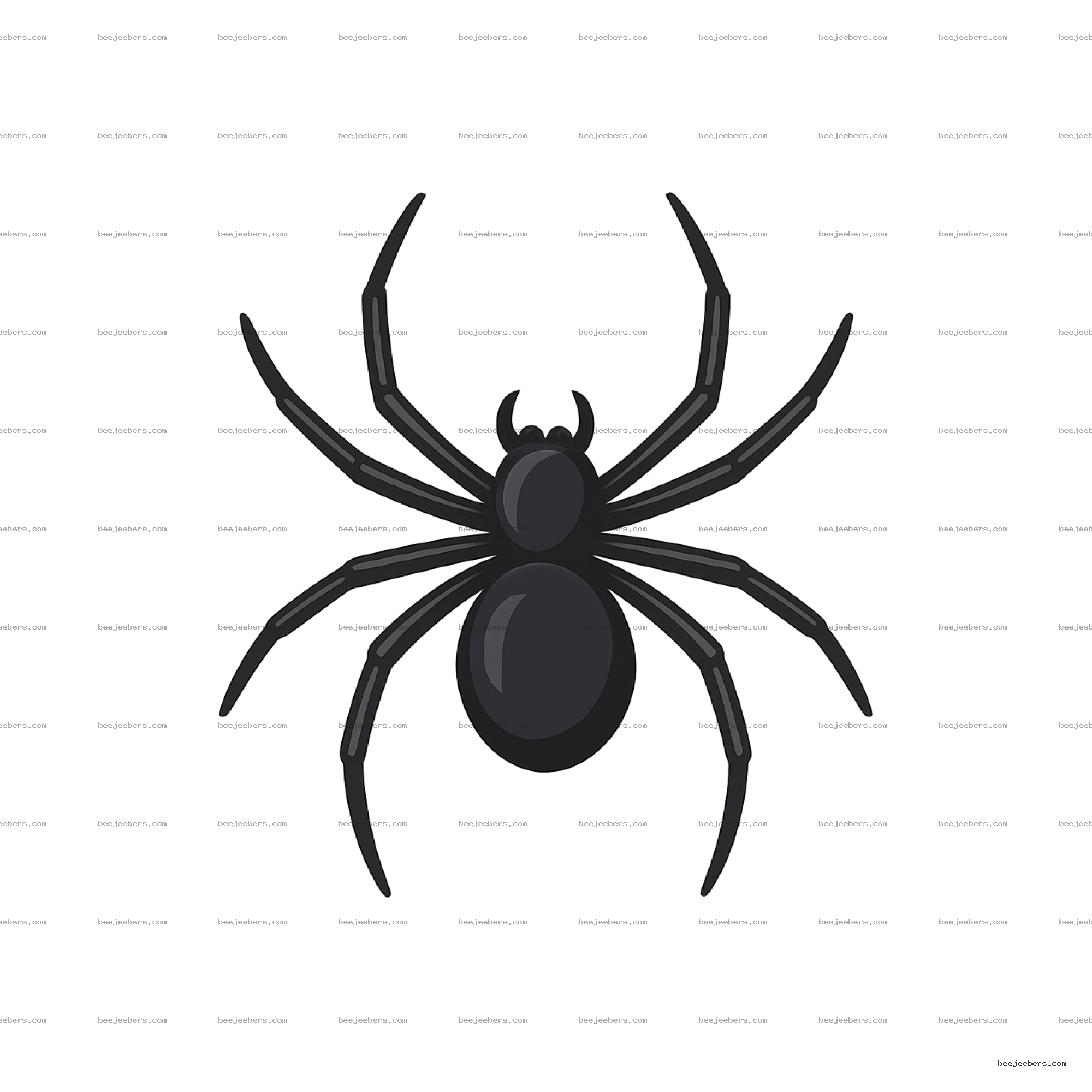 Clean vector illustration of a black spider with transparent background