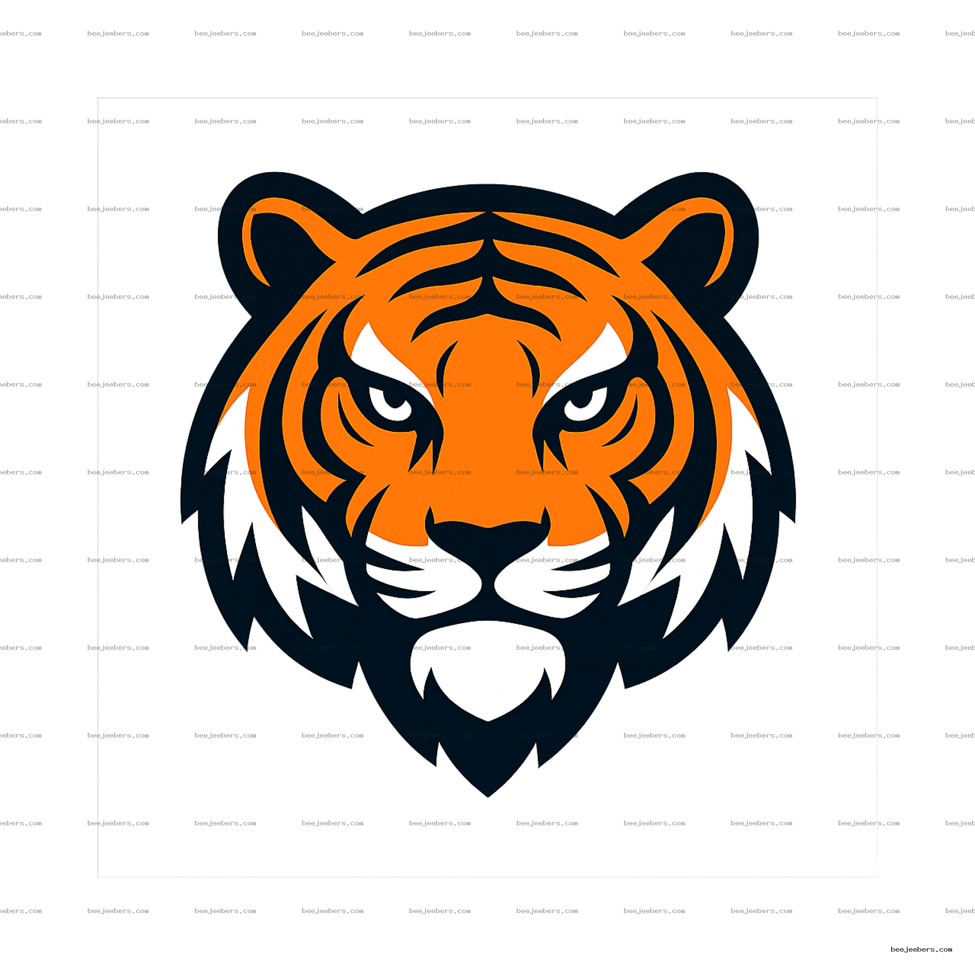 Vector tiger head logo in orange and black with transparent background