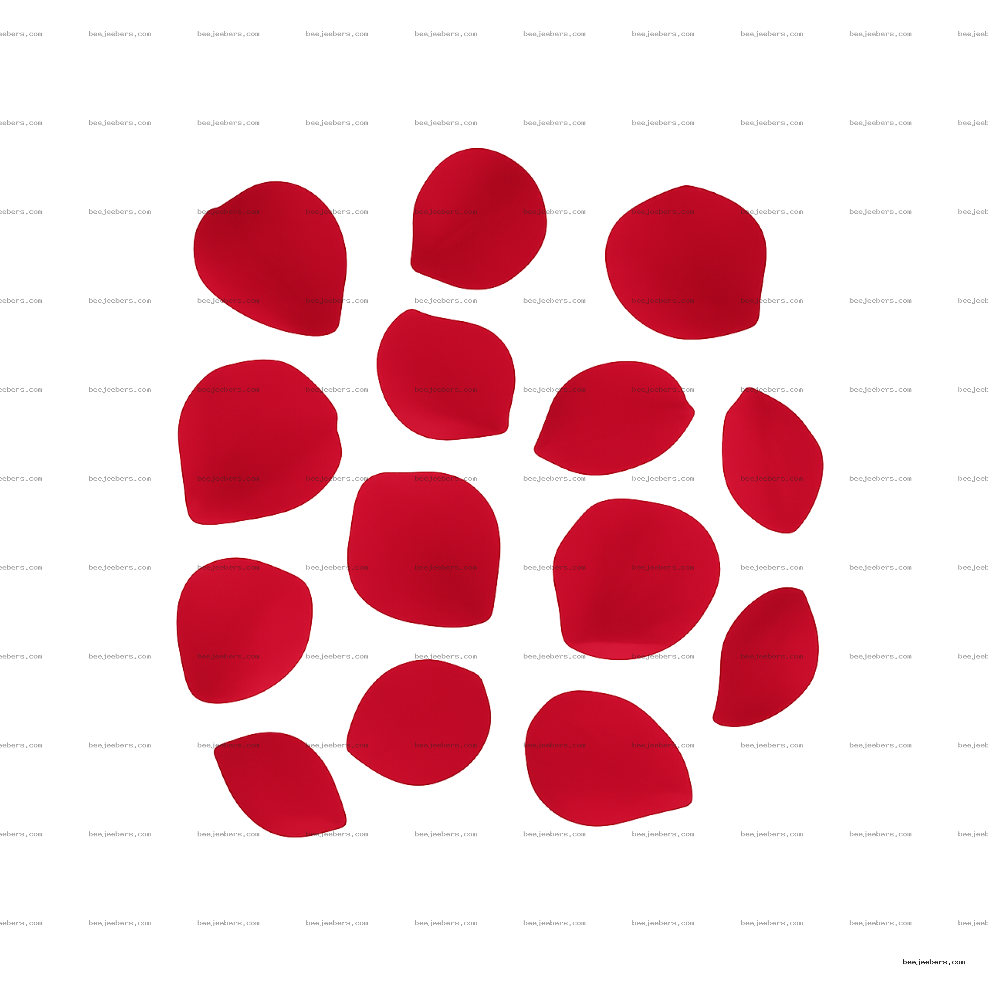 Vector illustration of bright red rose petals scattered on transparent background