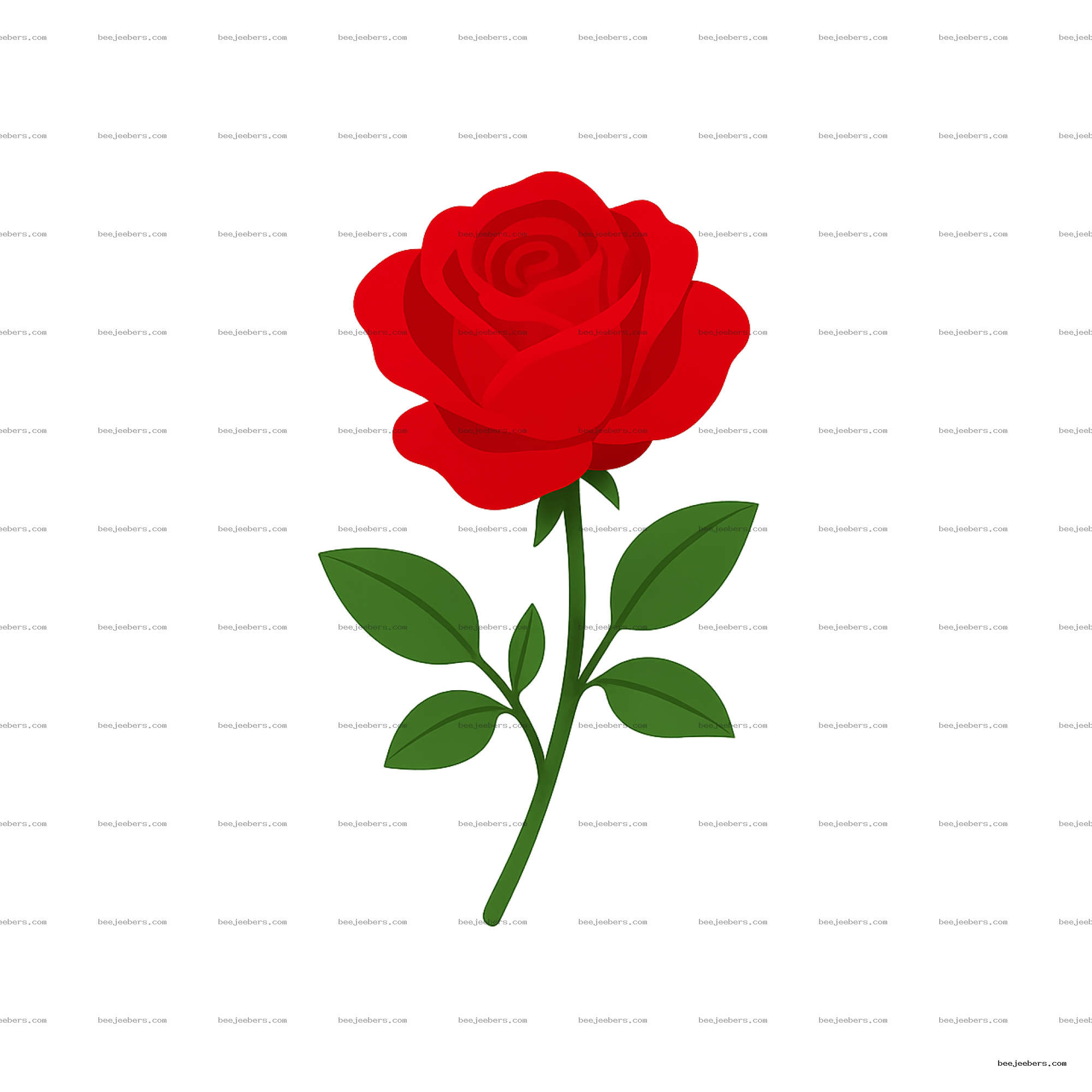 Clean vector red rose with green leaves on transparent background digital PNG