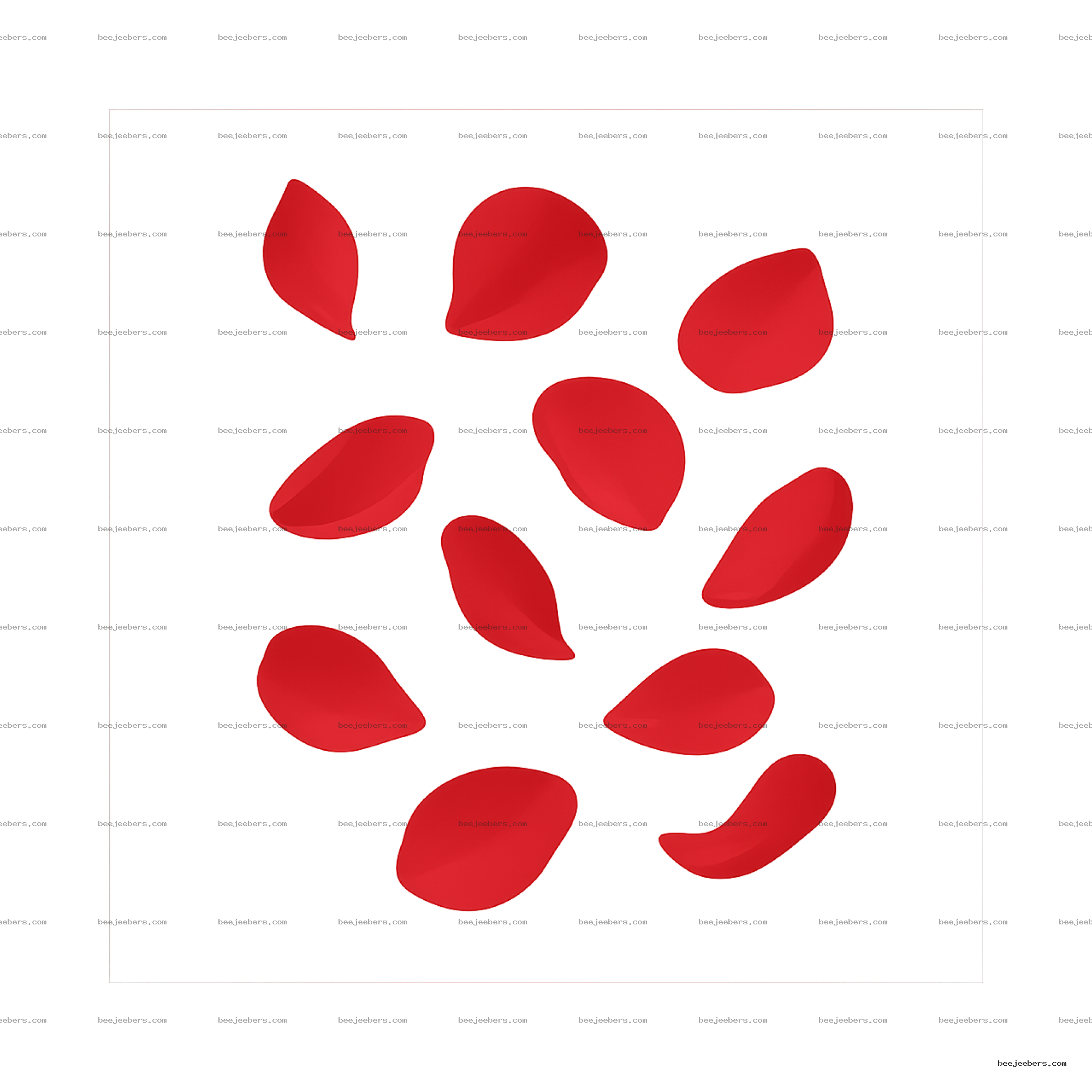 Red rose petals falling in a clean vector style with transparent background