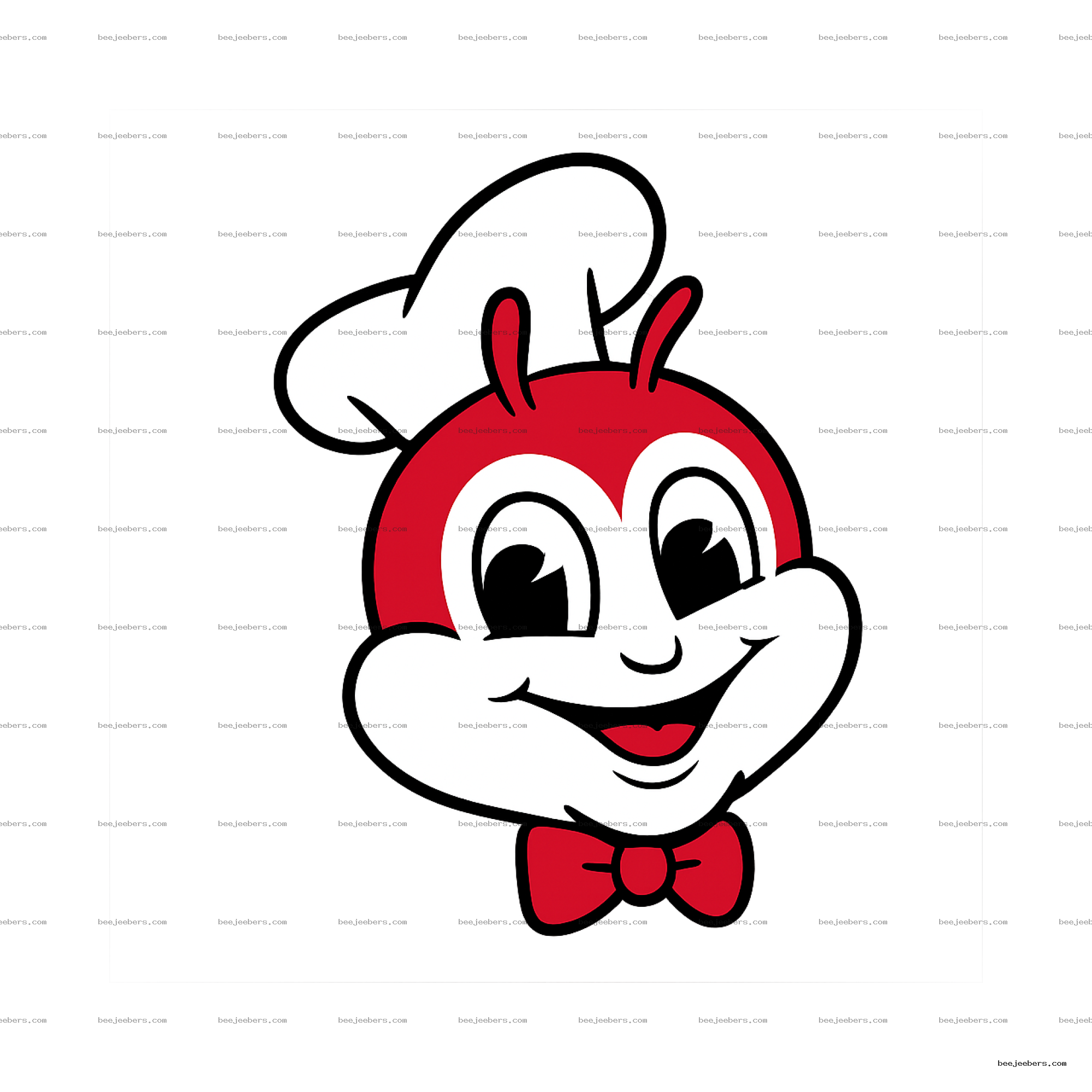 Cartoon chef character face with big eyes, white chef hat, and red bow tie on transparent background