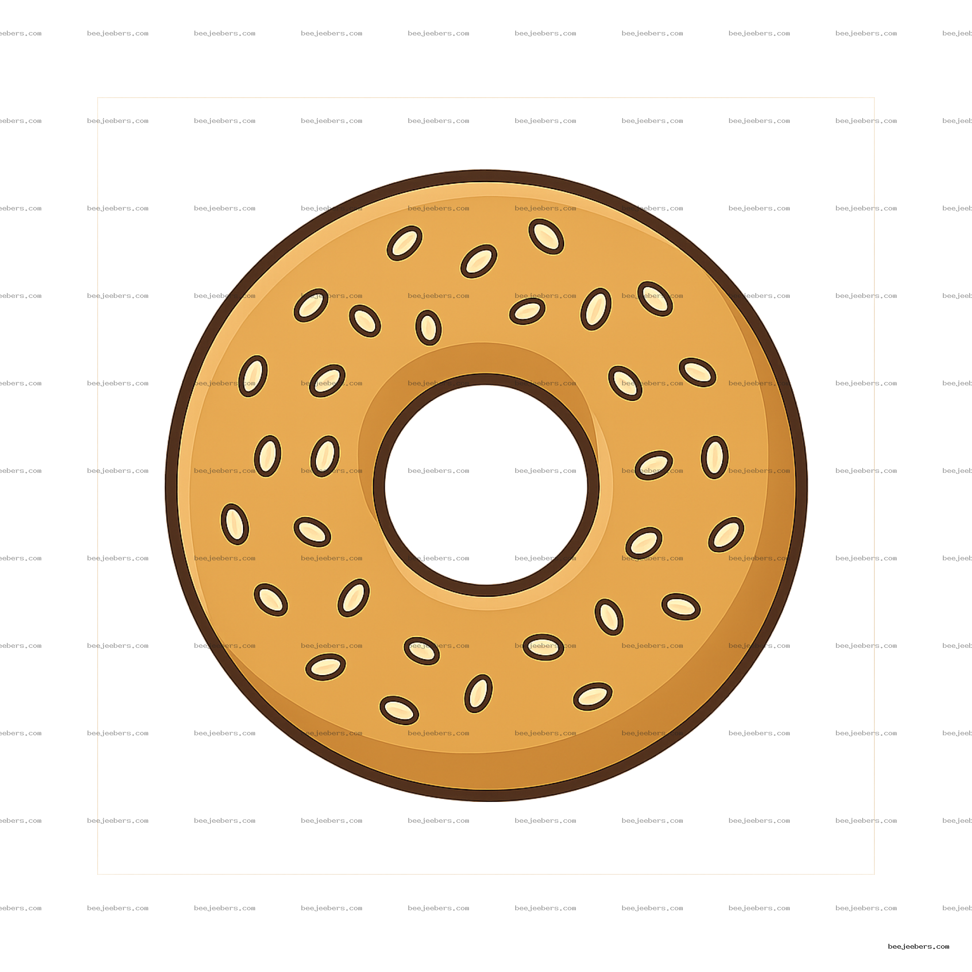 Top view clean vector illustration of a sesame seed bagel on transparent background