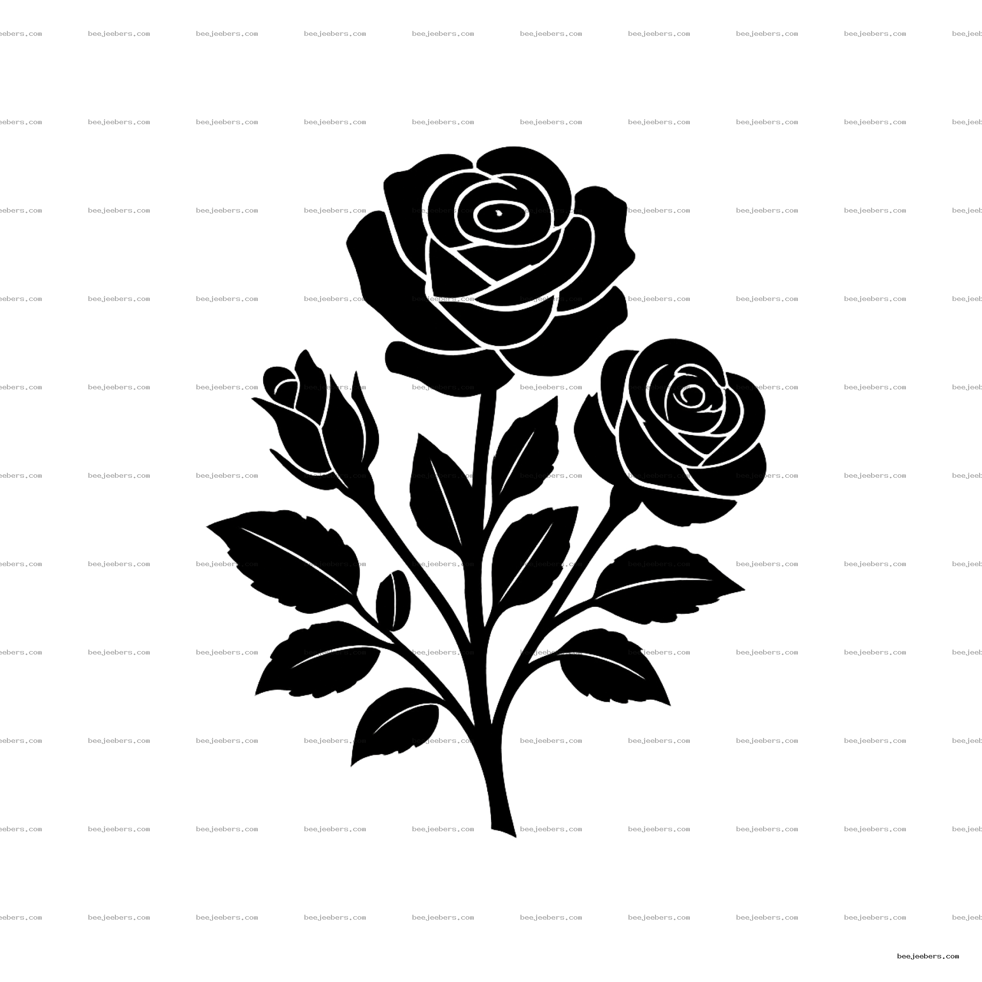 Clean vector black rose bouquet line art with transparent background for crafts and design