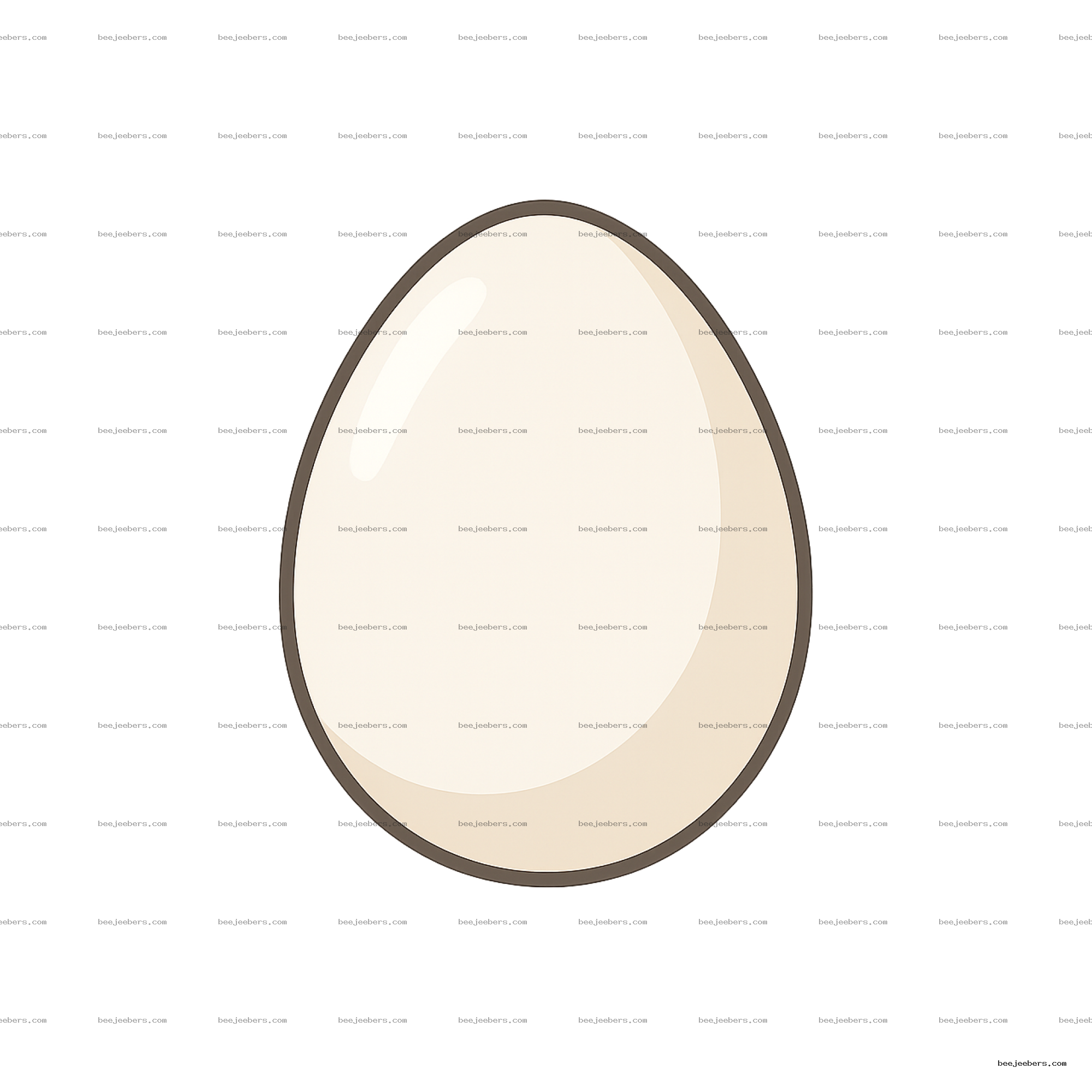 Clean vector illustration of a single white egg with transparent background