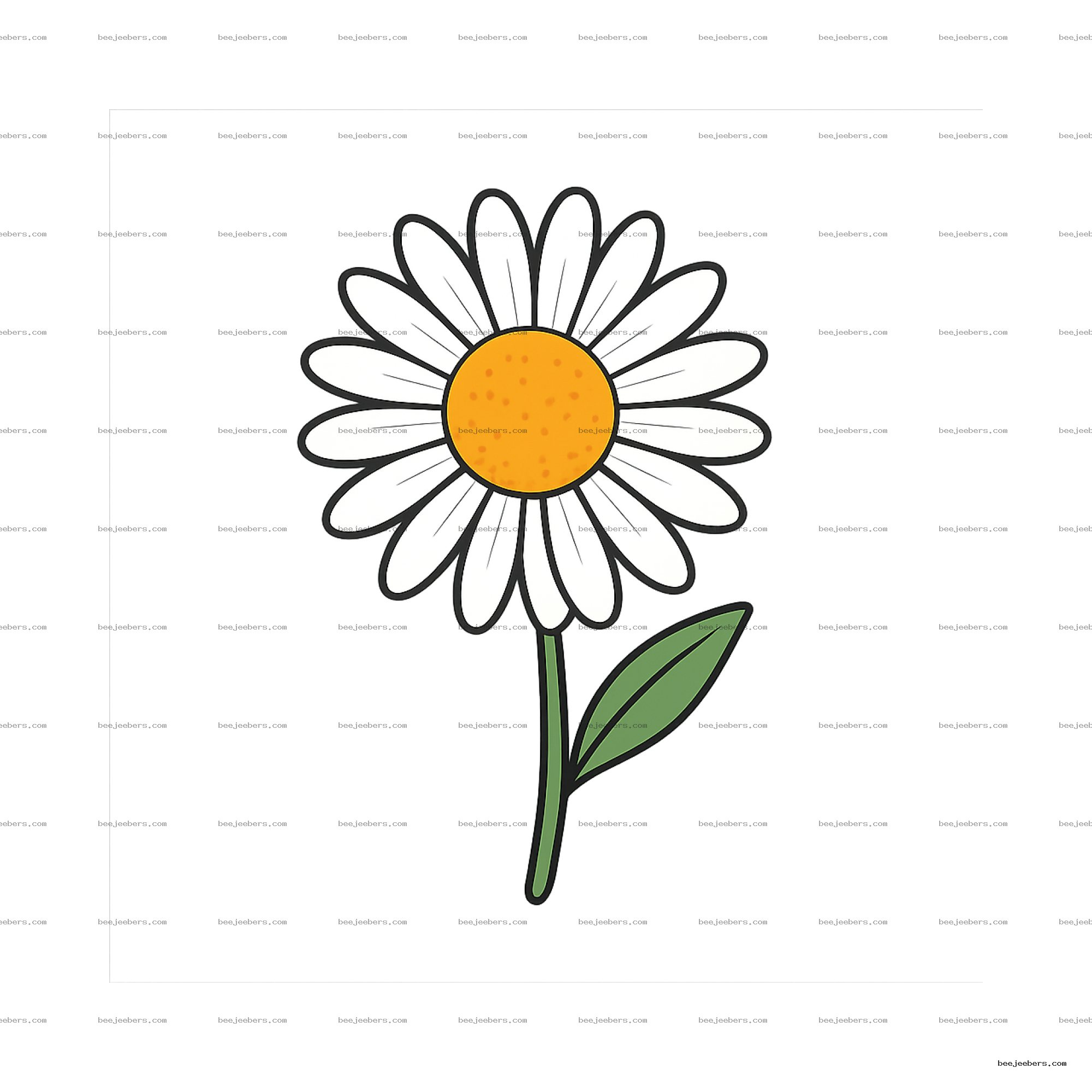 Clean vector illustration of a daisy flower with white petals and yellow center on transparent background