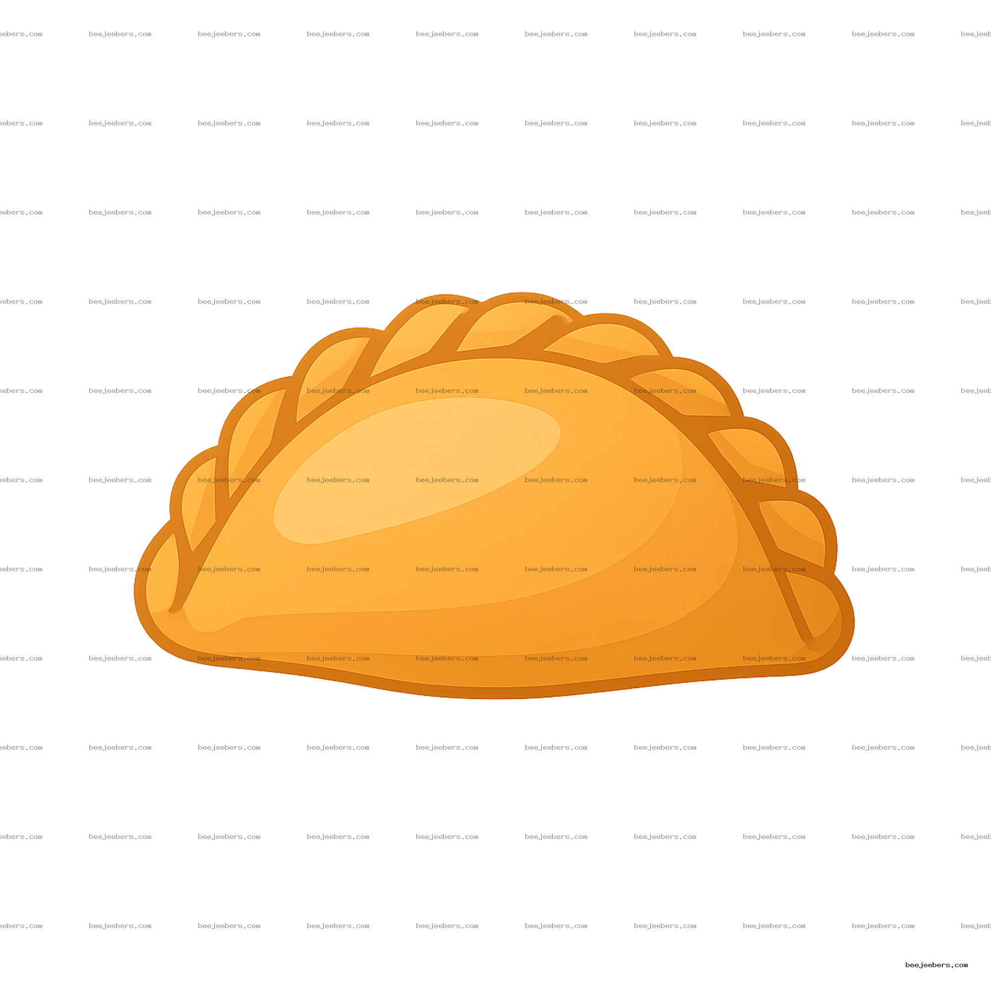 Vector clipart of a golden brown empanada with braided crust and shading on a transparent background