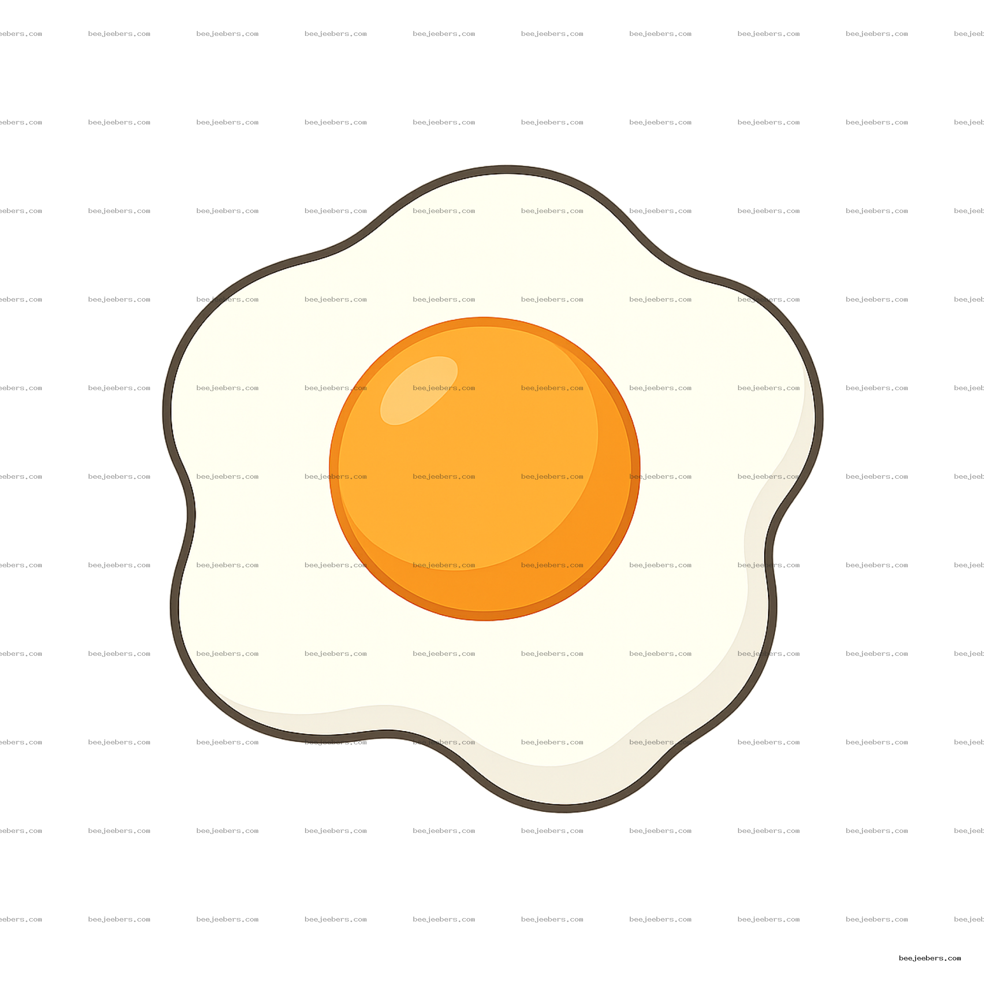 Clean vector fried egg clipart with yellow yolk and white egg white on transparent background