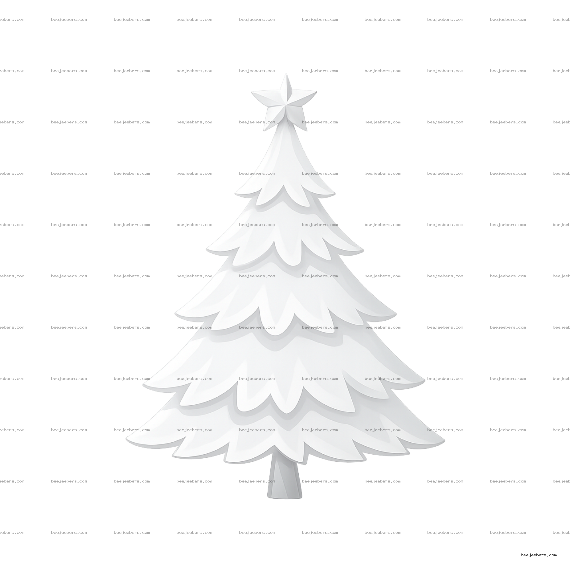 Minimalist white Christmas tree with star on top in clean vector style on transparent background
