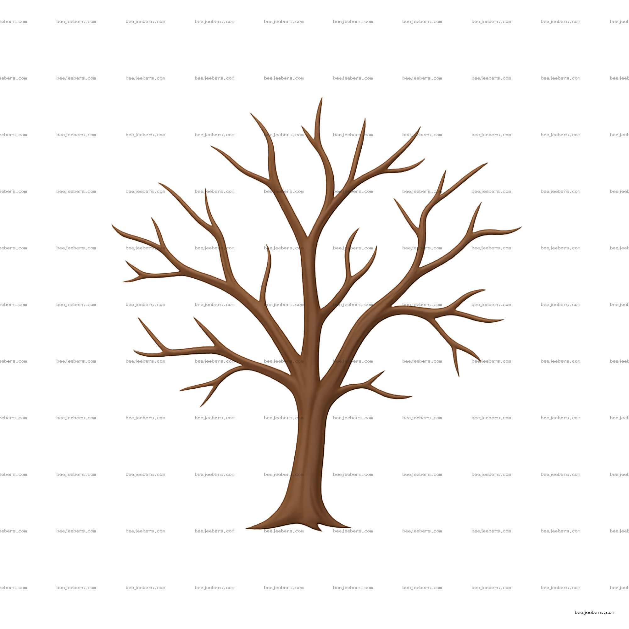 Clean vector dry tree with bare branches on transparent background