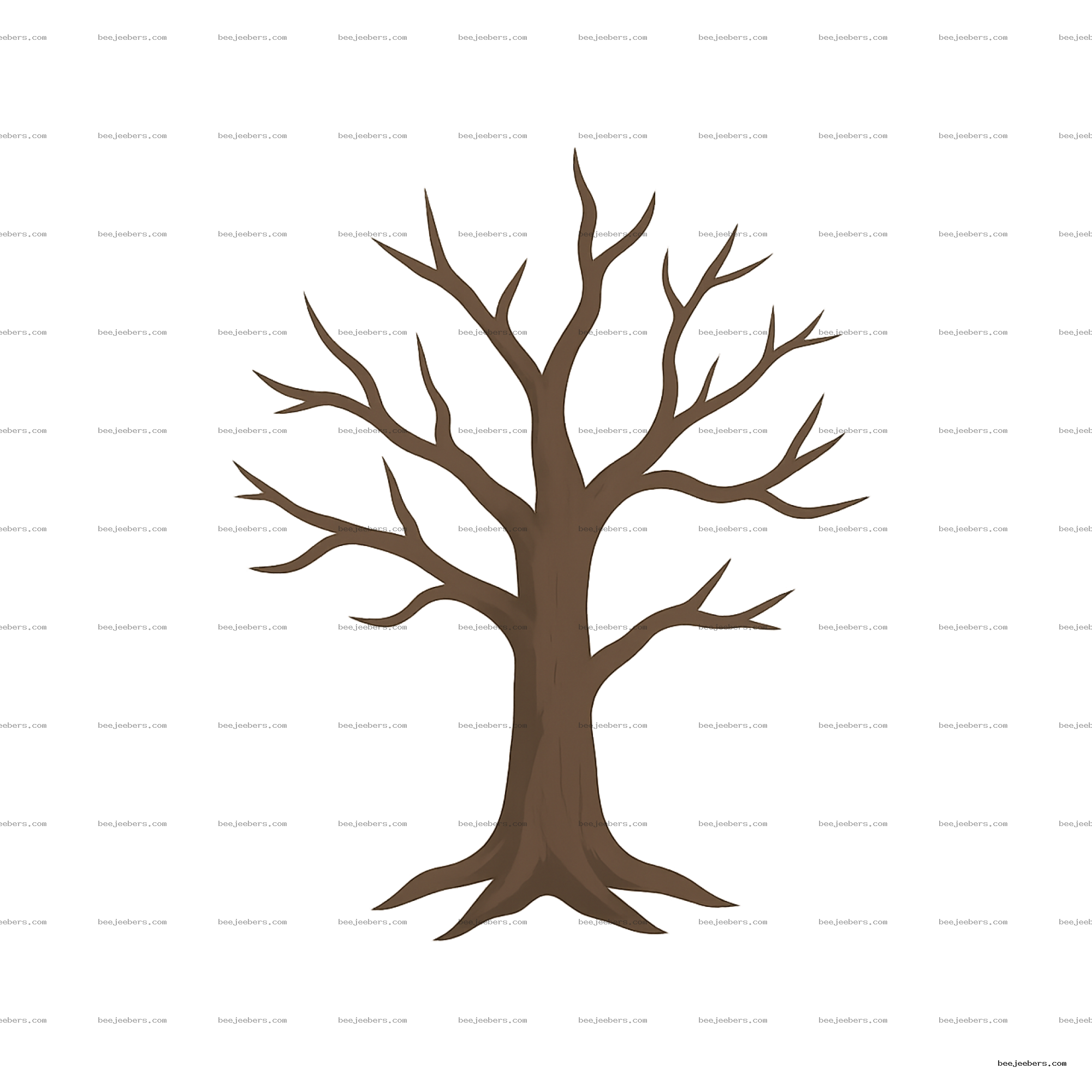 Clean vector dead tree with leafless branches on transparent background