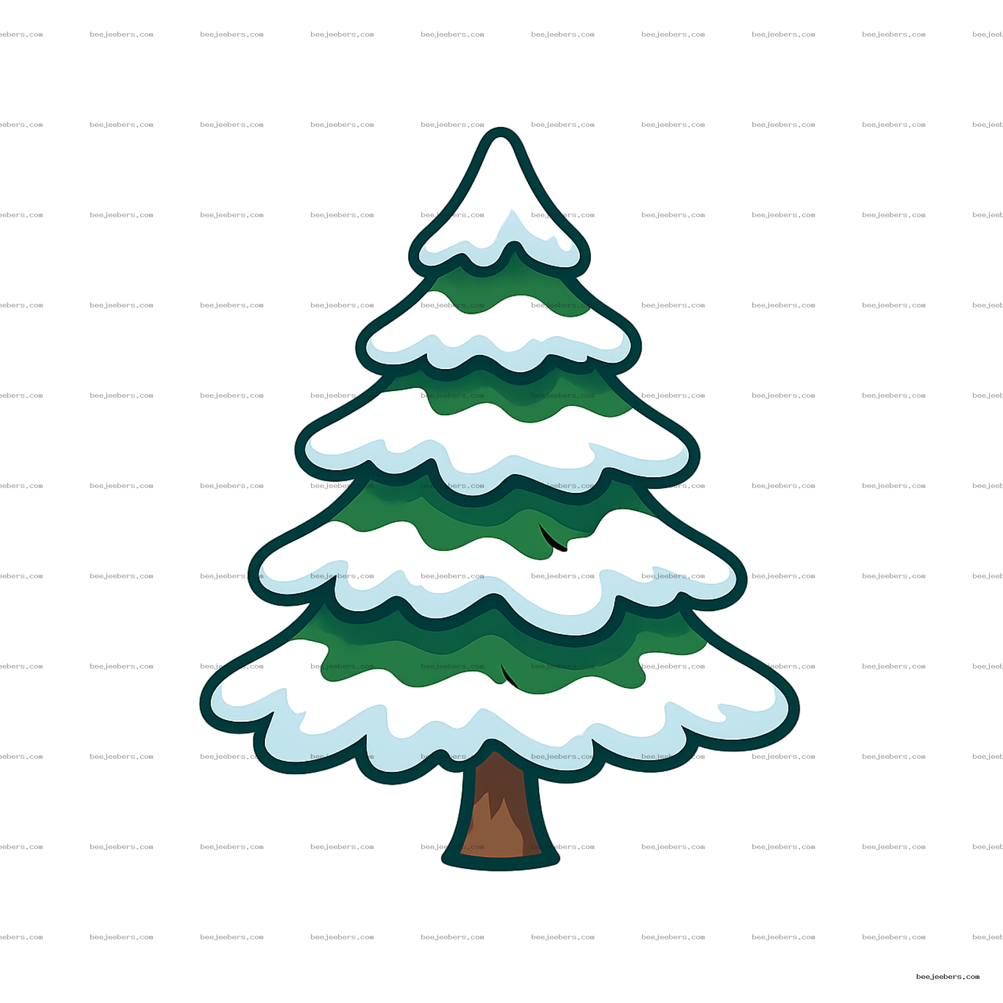 Clean vector illustration of a snowy evergreen tree with transparent background