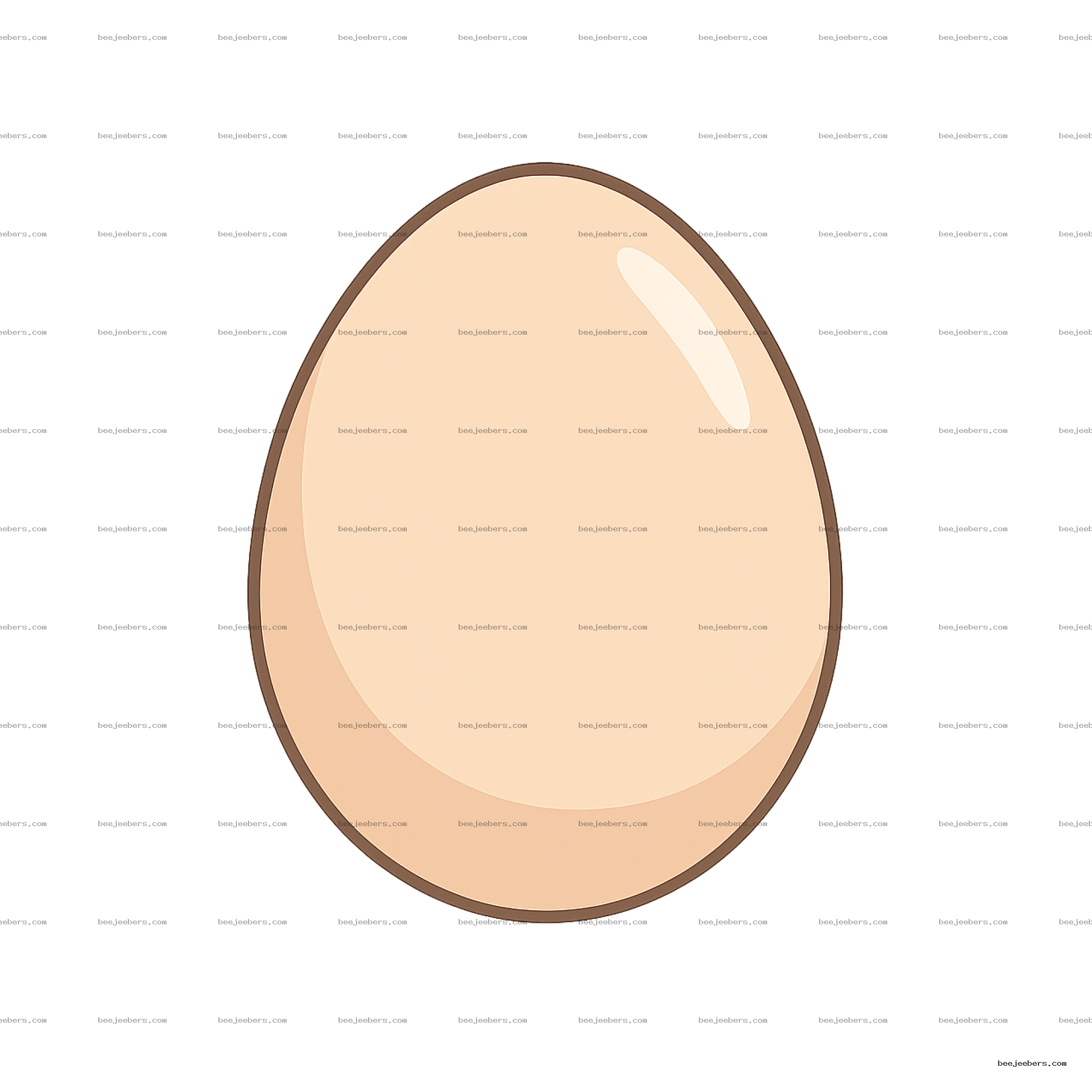 Smooth light brown egg vector illustration with glossy highlight on transparent background