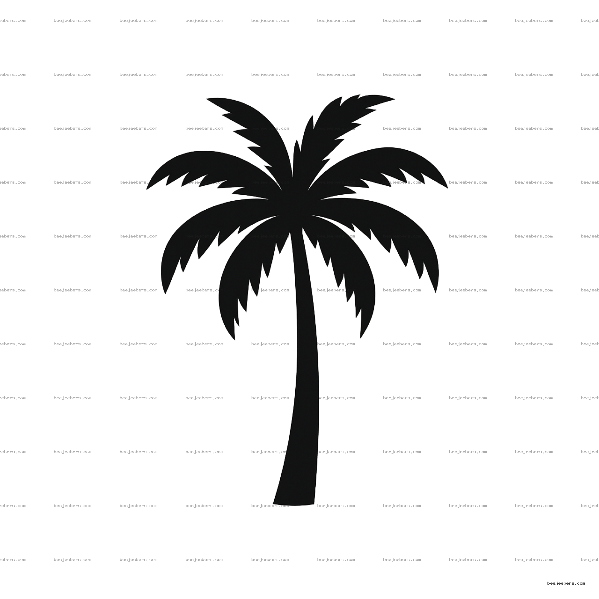 Minimalist black palm tree silhouette PNG with transparent background