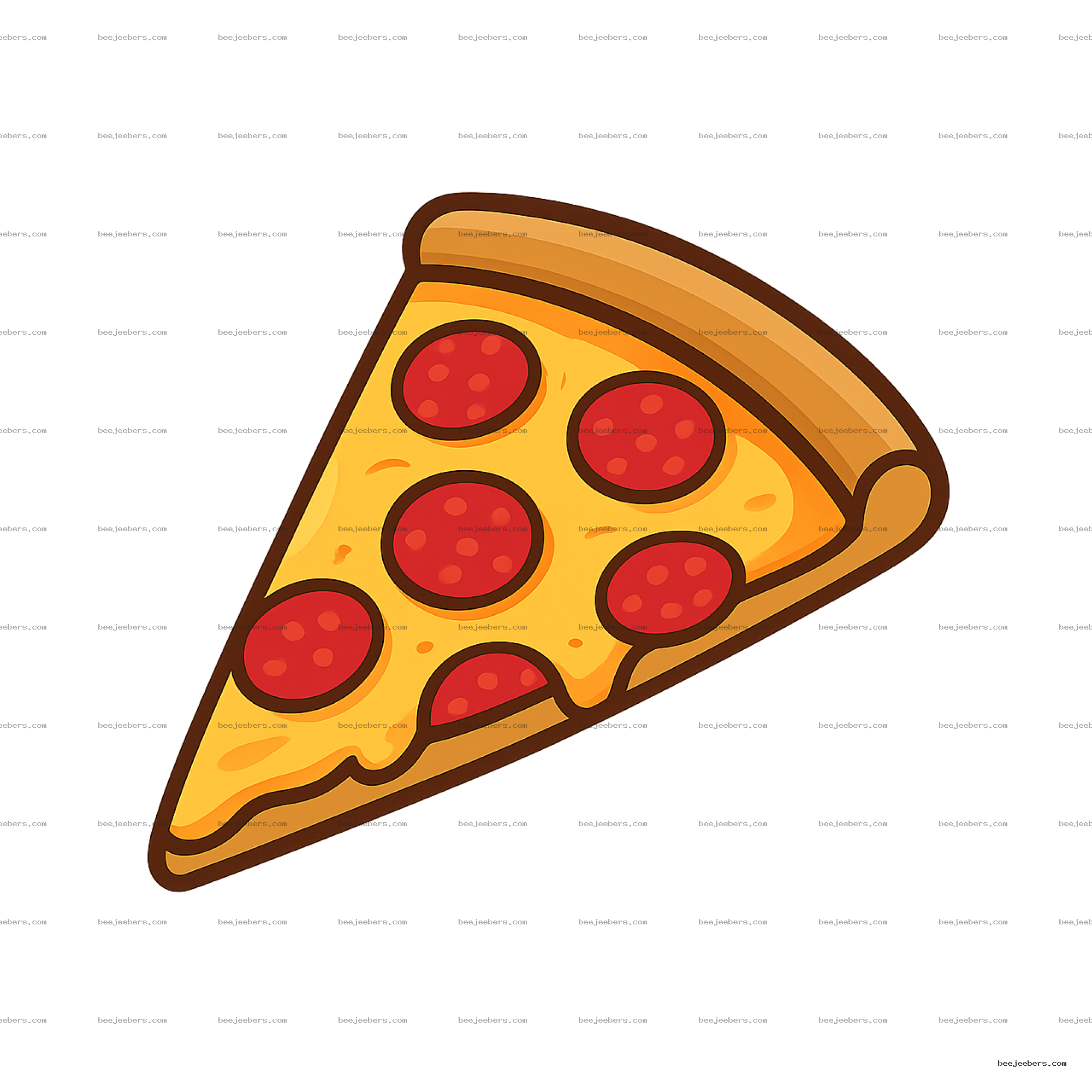 Clean vector slice of pepperoni pizza with melted cheese on transparent background
