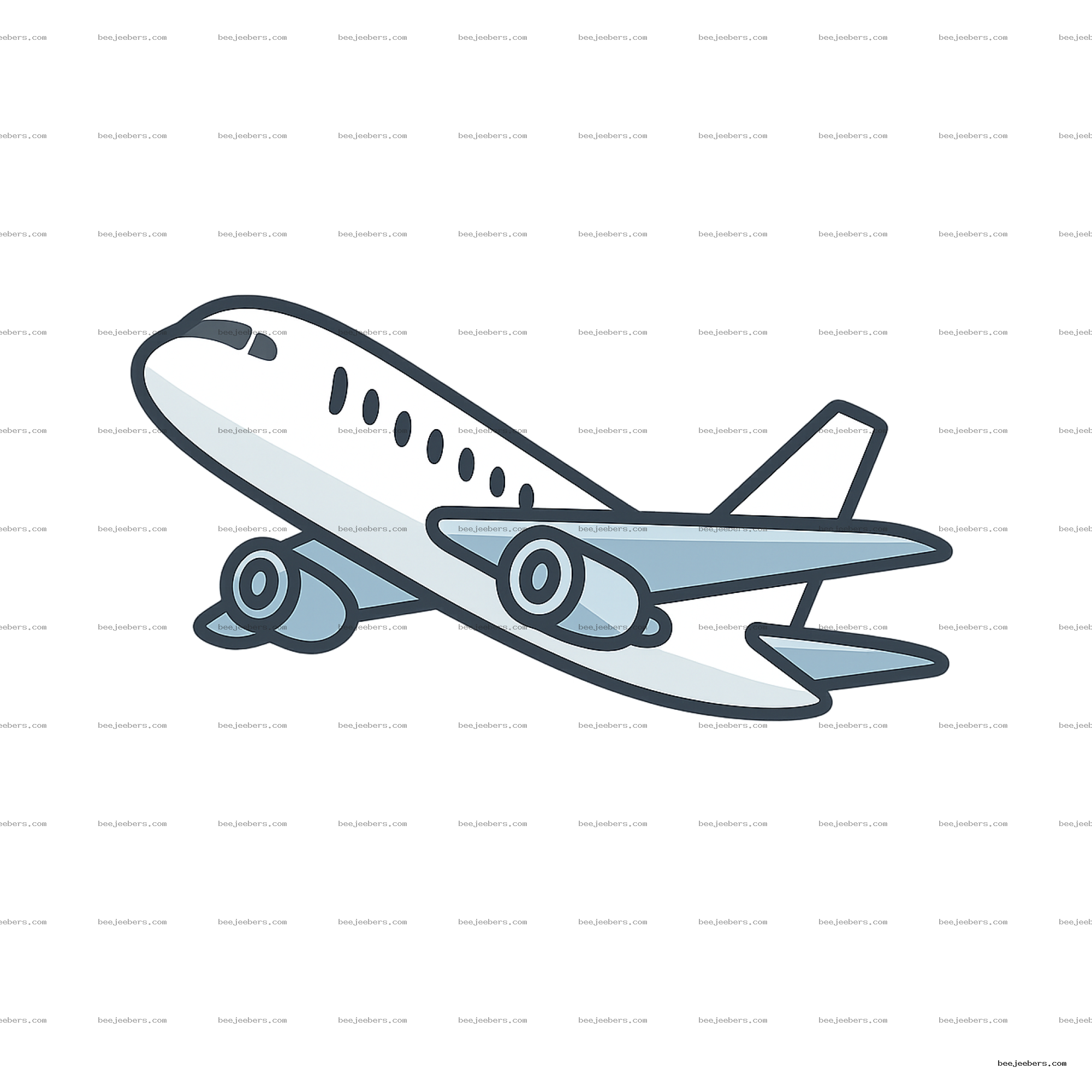 Clean vector illustration of a white airplane taking off with transparent background
