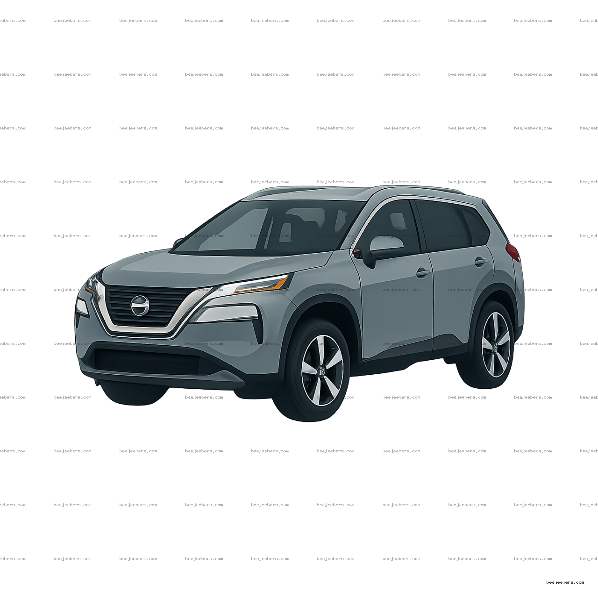 Clean vector PNG of a modern gray compact SUV car with transparent background