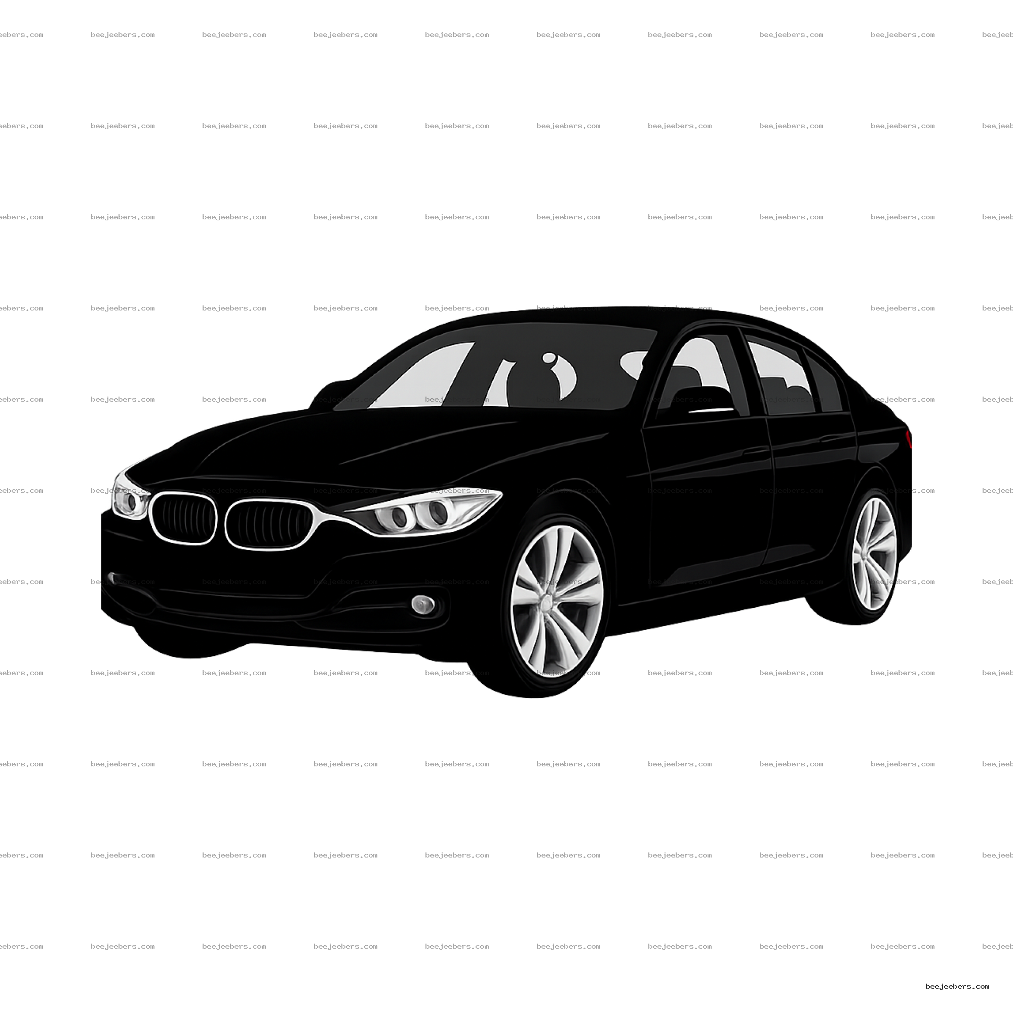 Black sedan car in clean vector style with transparent background digital PNG