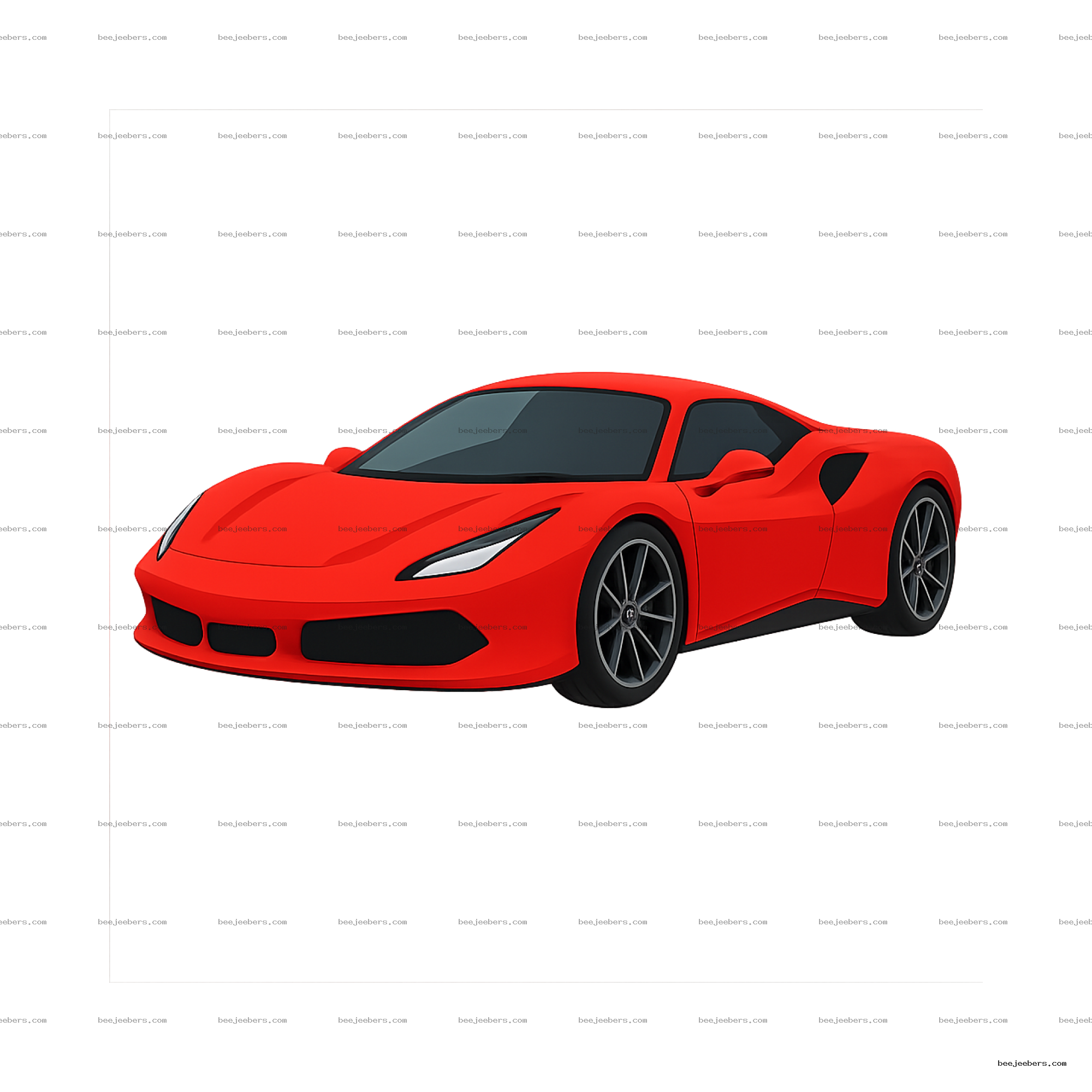 Red sport car side view in clean vector style on transparent background