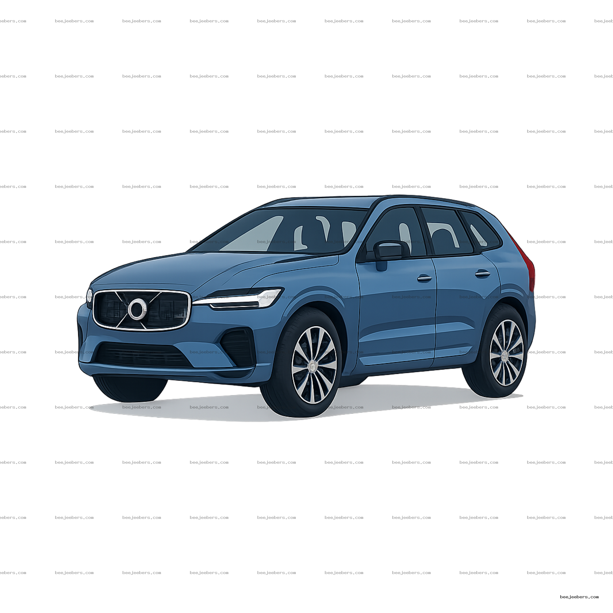 Blue SUV car clean vector illustration PNG with transparent background viewed from side front angle