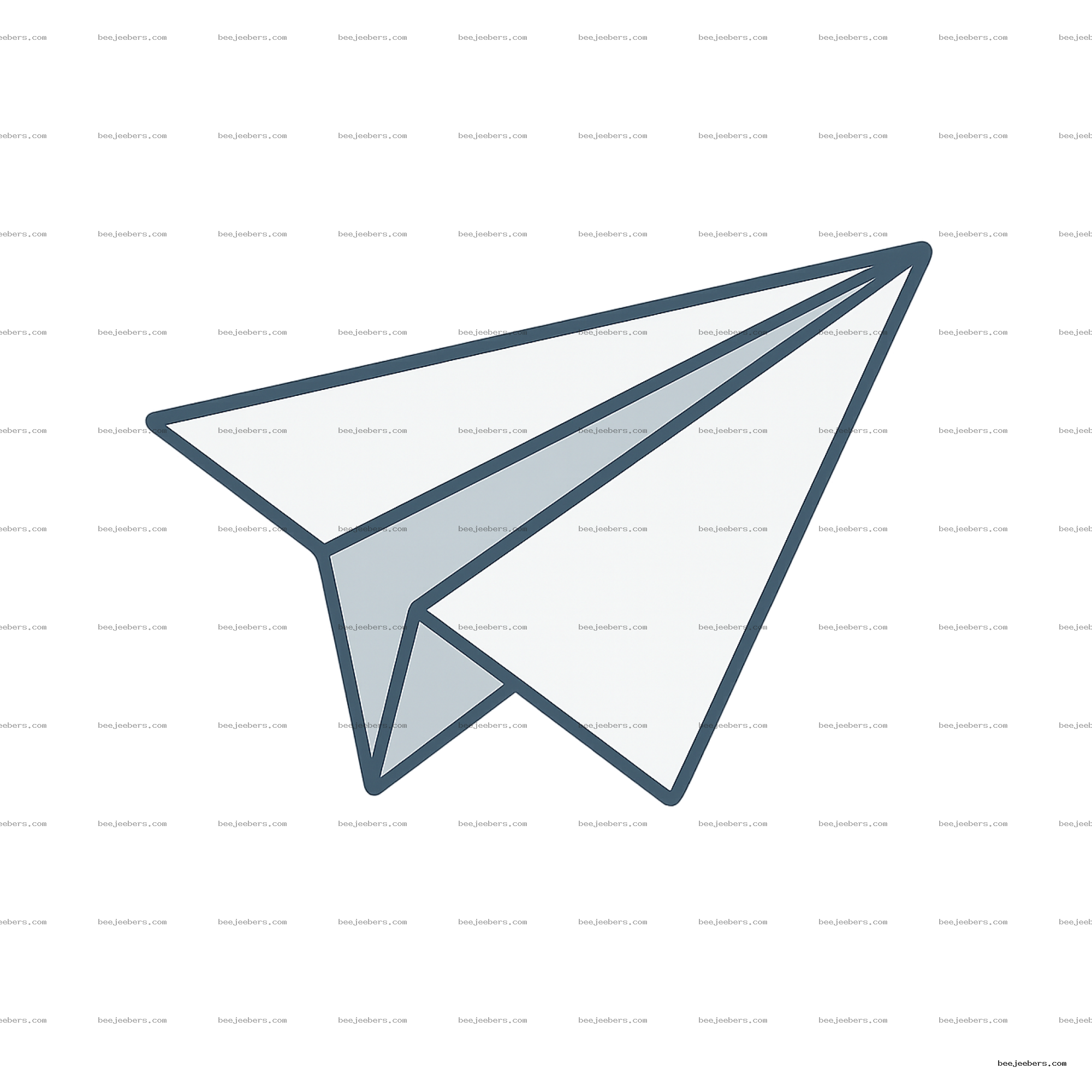 Clean vector illustration of a folded white paper airplane with a transparent background