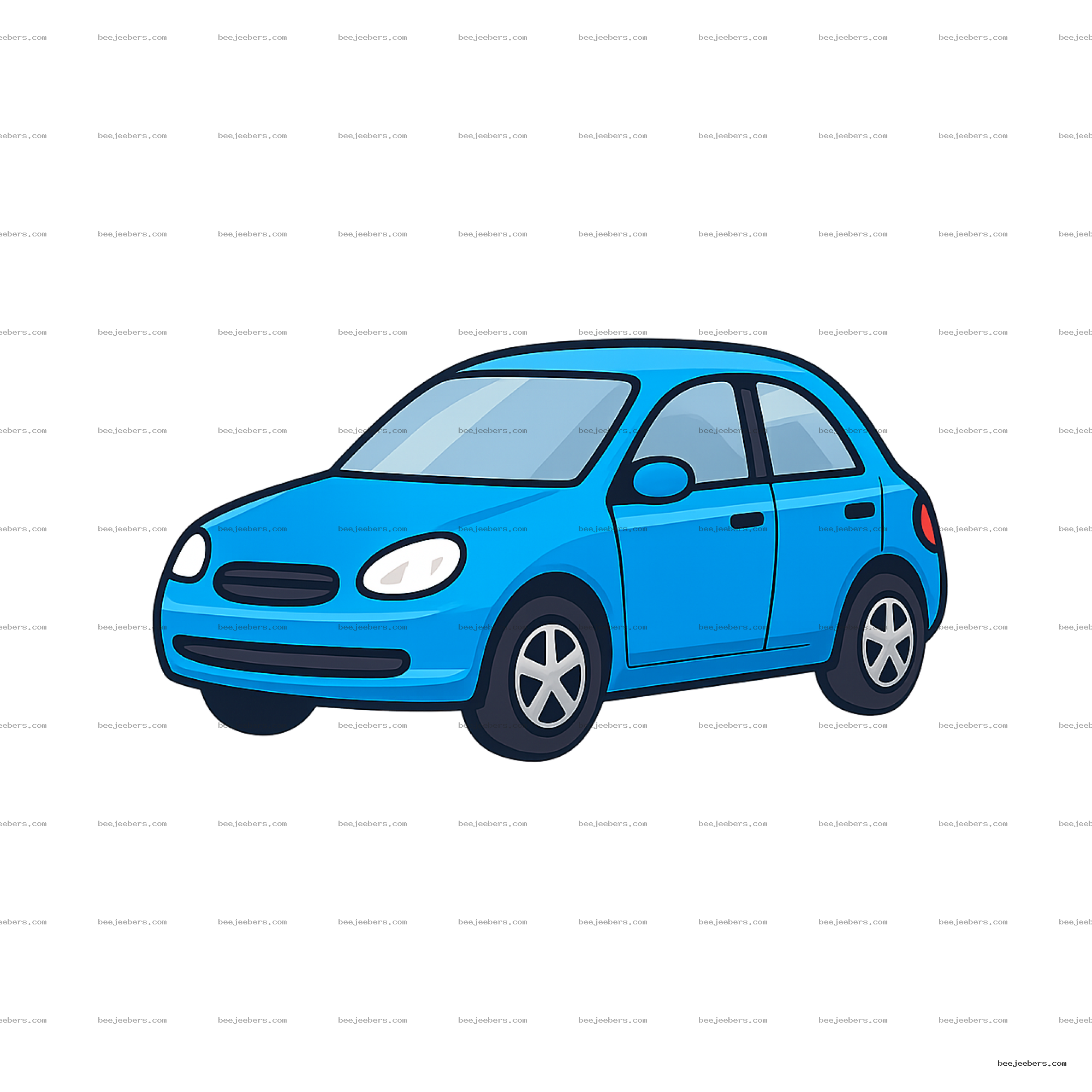 Blue compact car vector illustration with transparent background