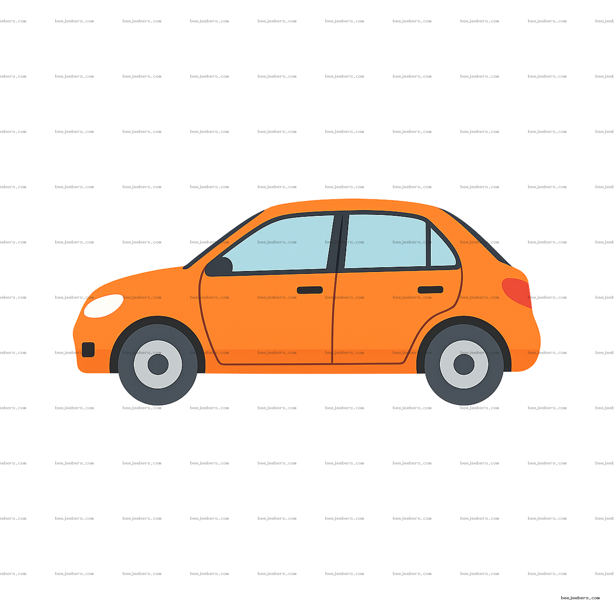 Orange compact car digital vector illustration with transparent background