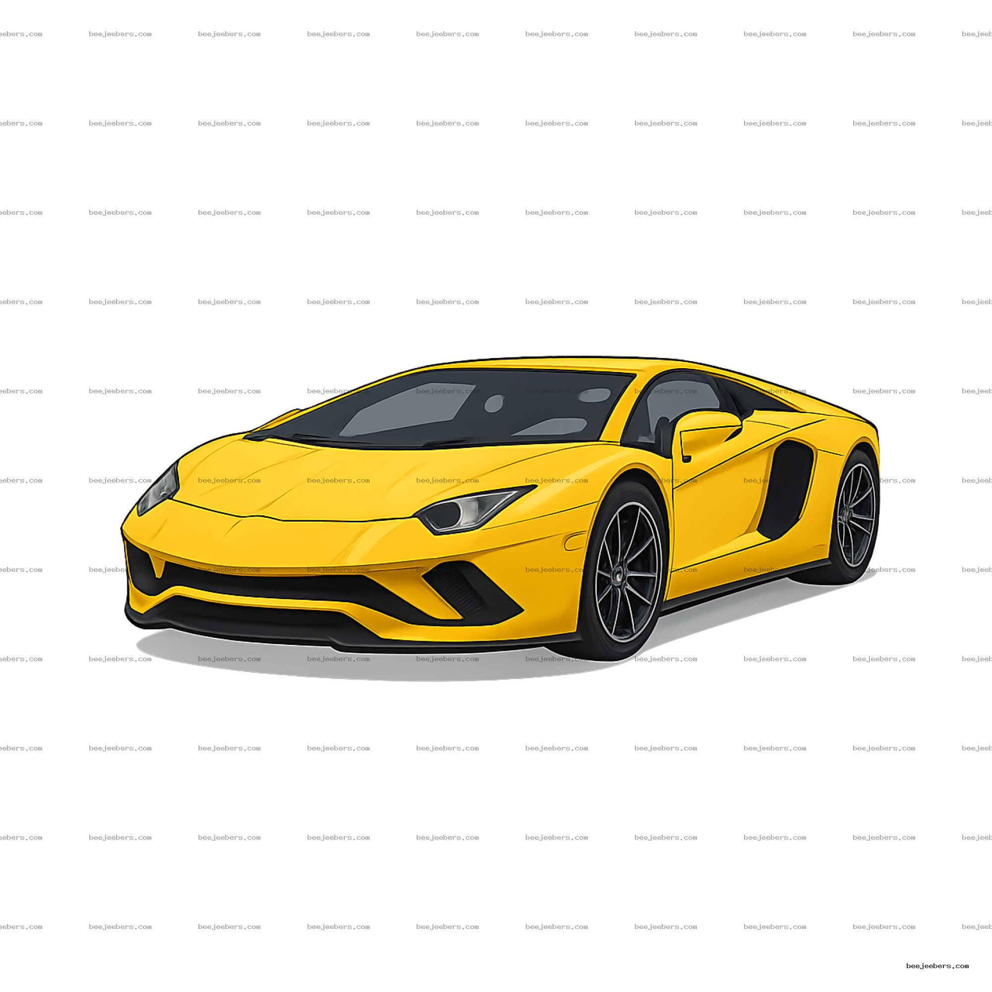 Yellow sports car vector PNG with transparent background in a sleek, modern style
