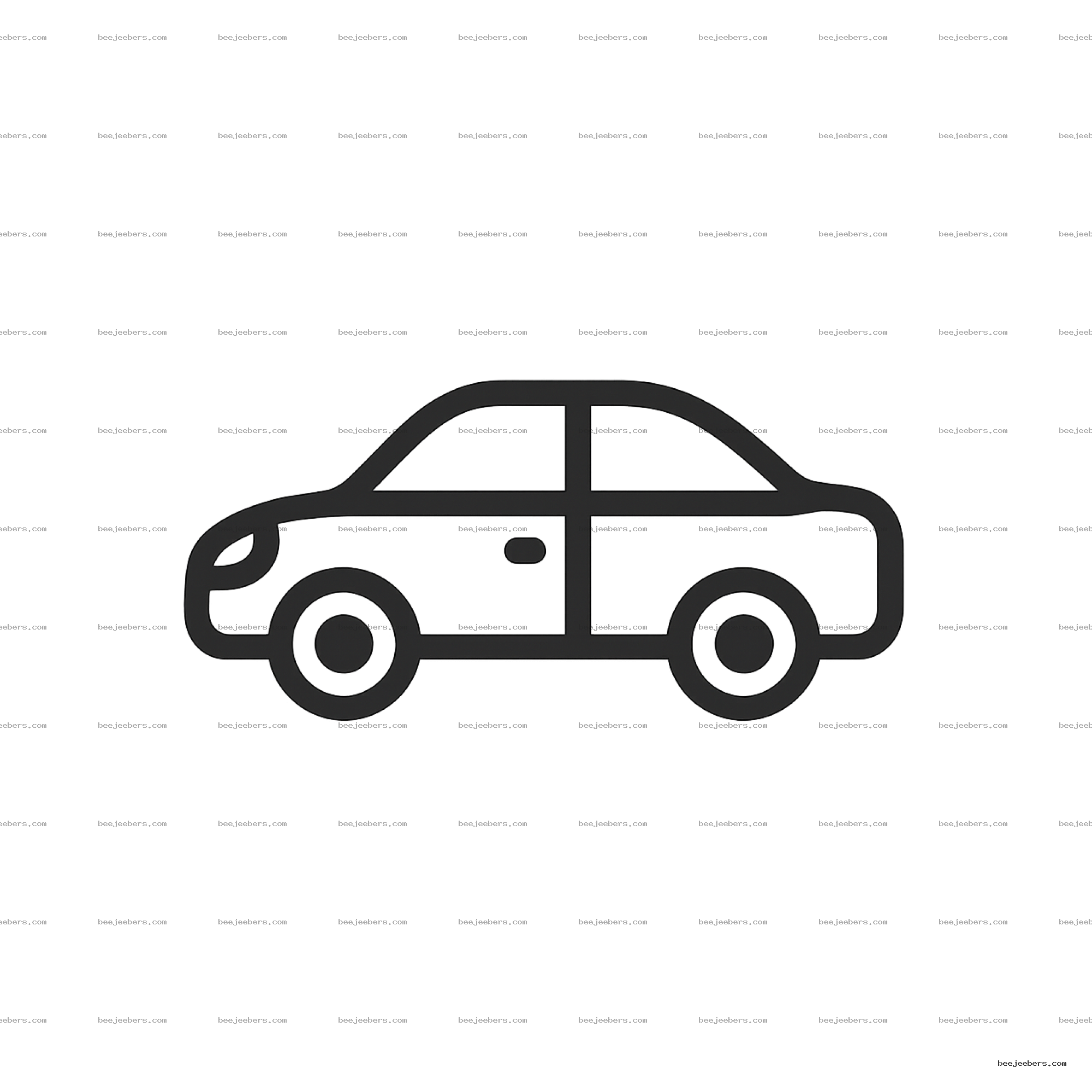 Simple clean black outline car icon with transparent background