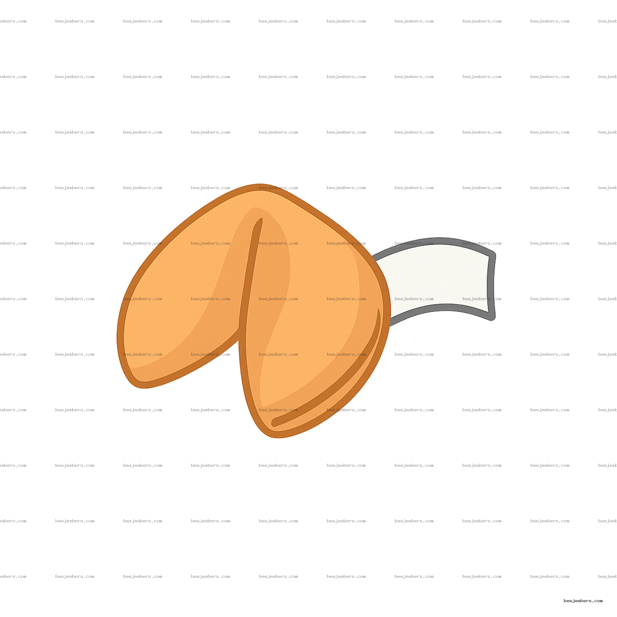 Vector illustration of a golden-brown fortune cookie with a white paper fortune strip