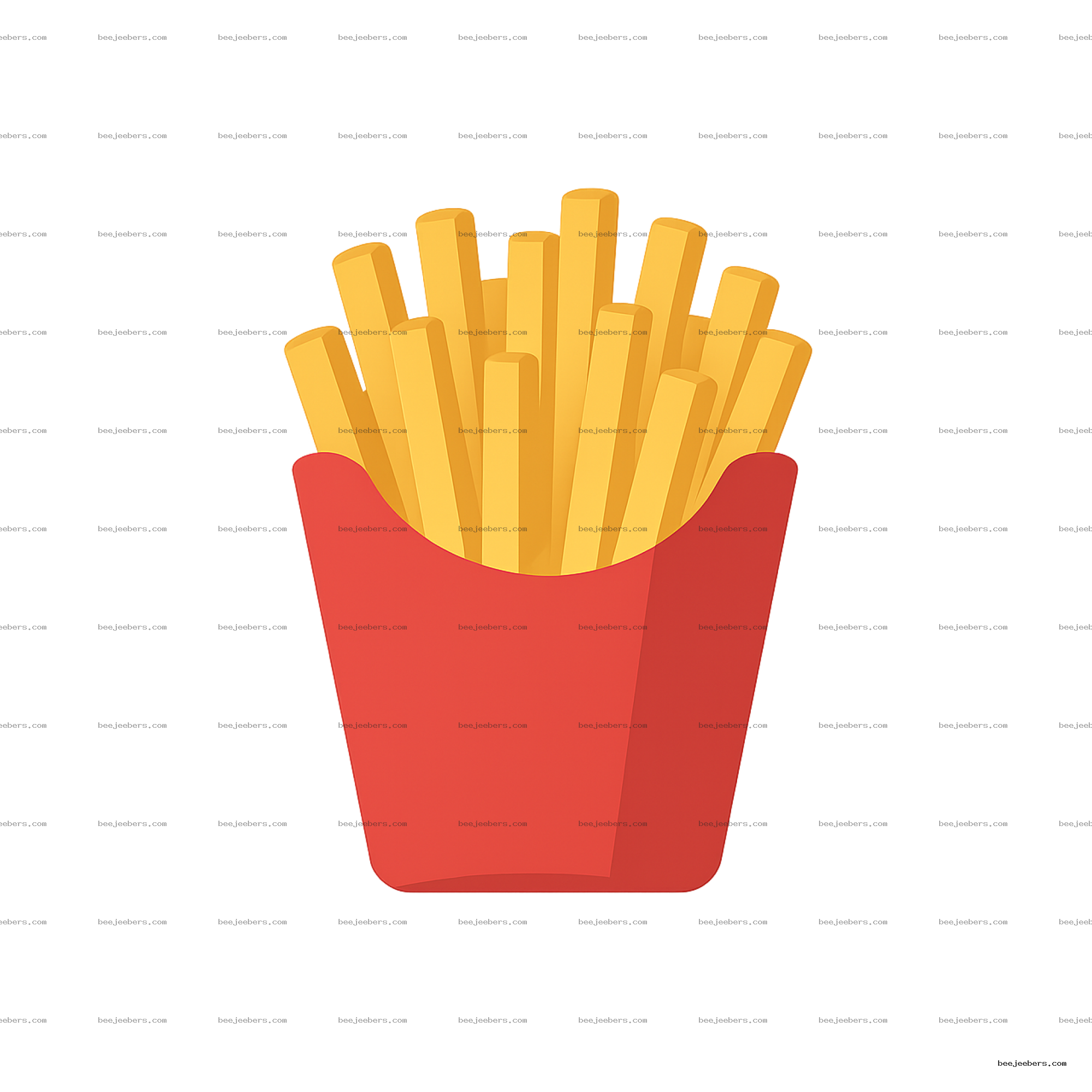 Clean vector illustration of French fries in red container transparent background