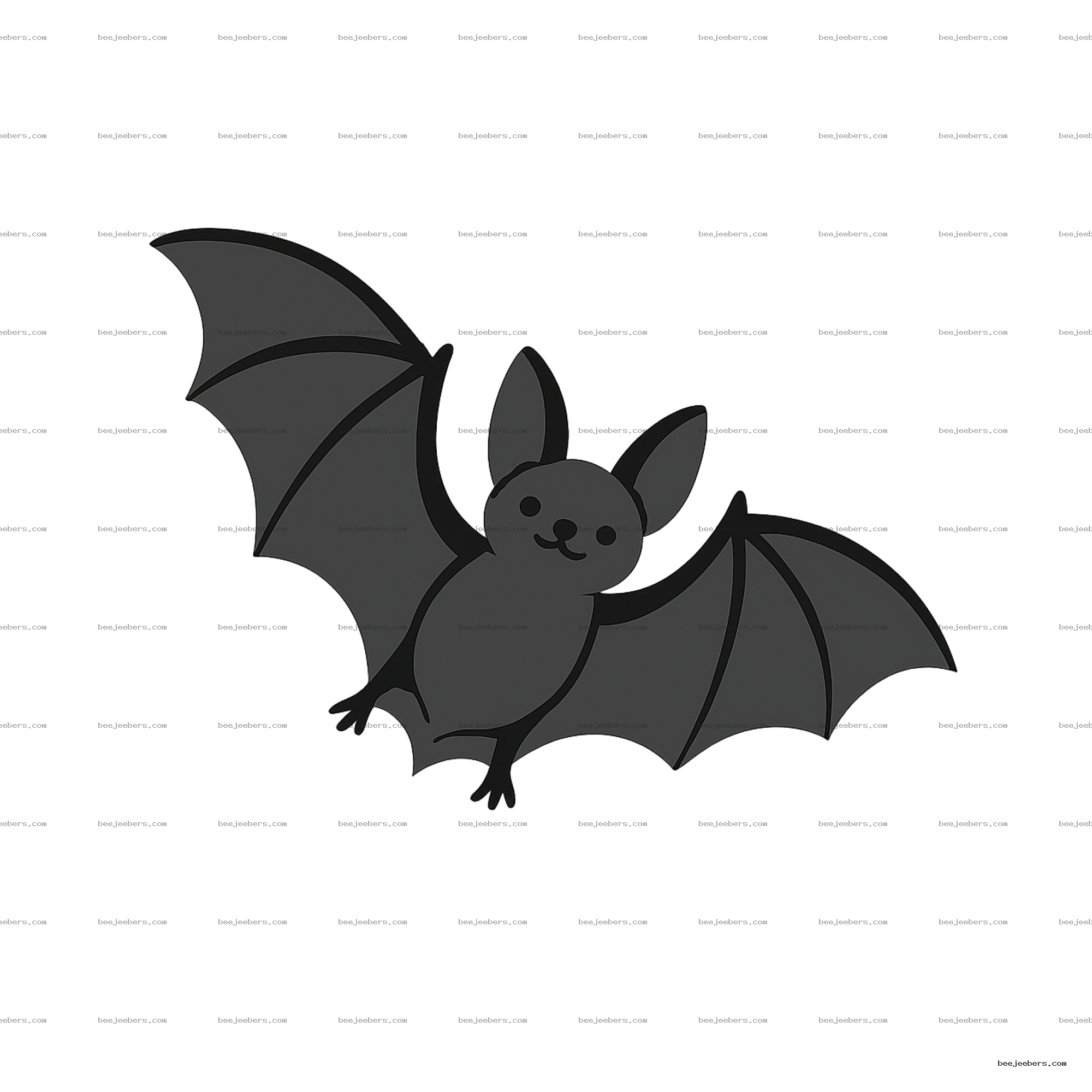 Cute black bat flying with wings spread on a transparent background vector image