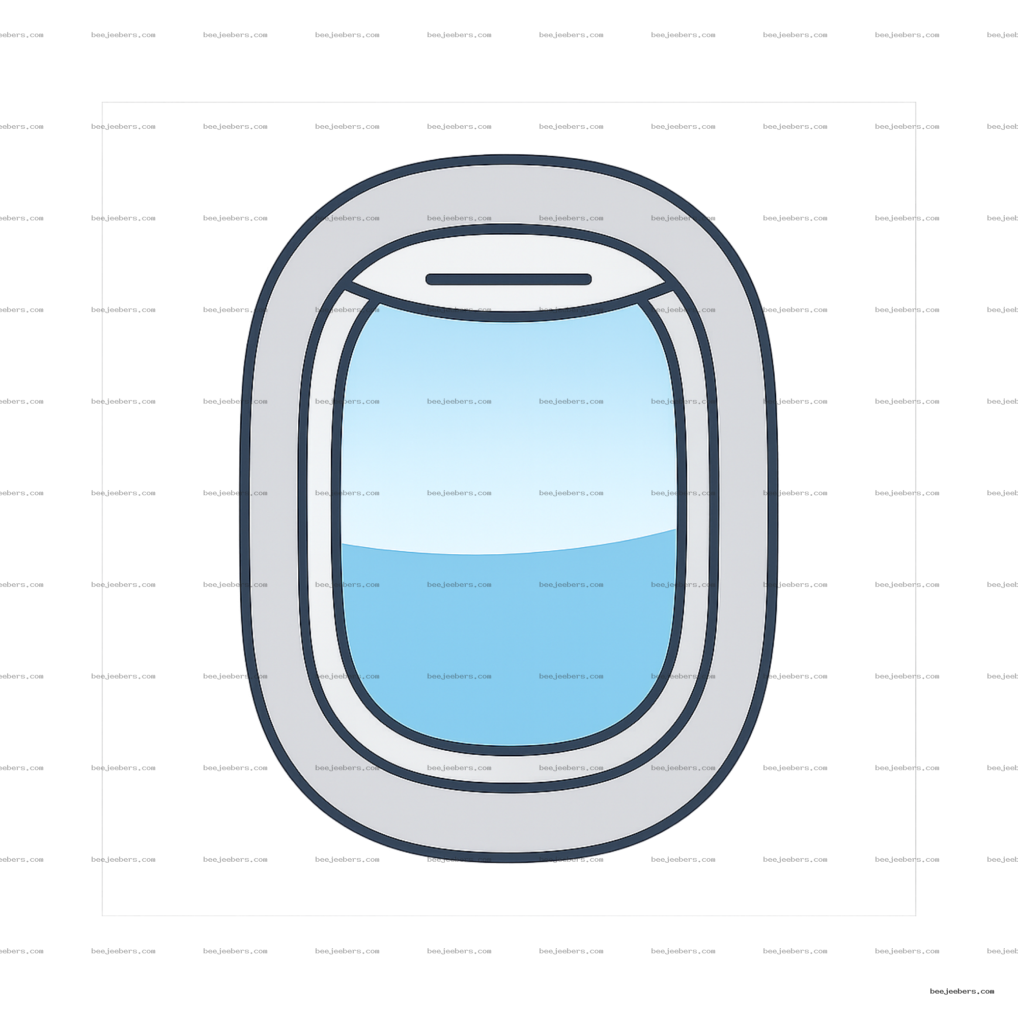Clean vector illustration of an airplane window with blue sky visible