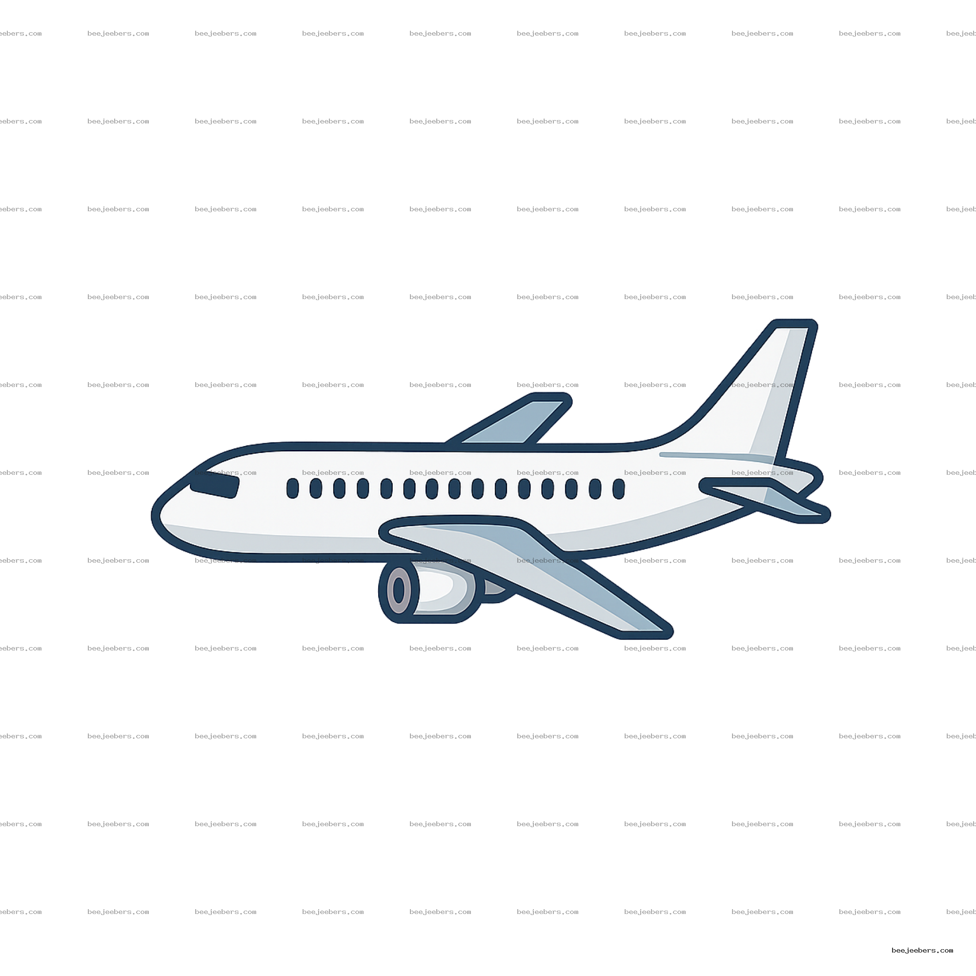 Clean vector illustration of an airplane side view with transparent background
