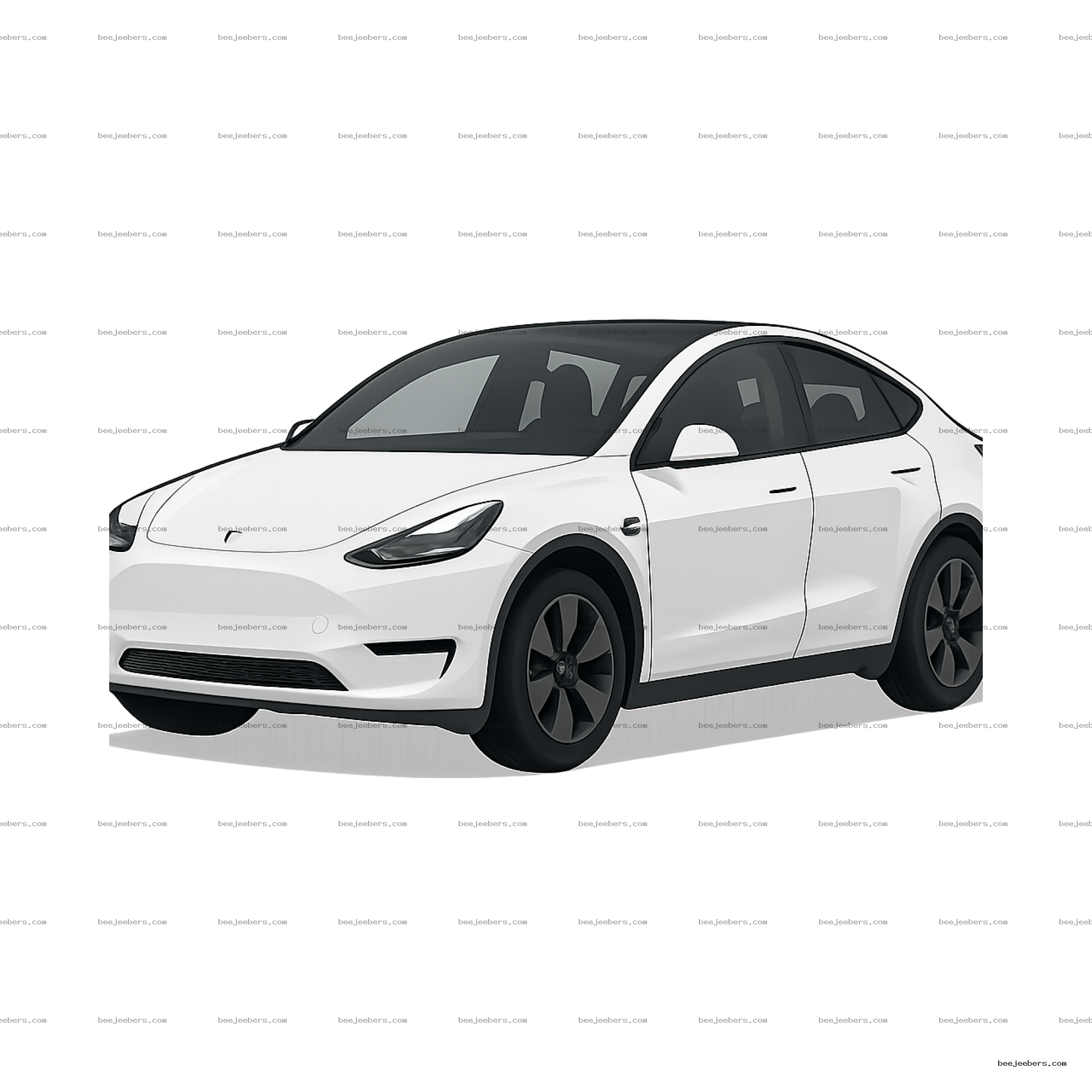 Clean vector illustration of a white electric SUV car with transparent background